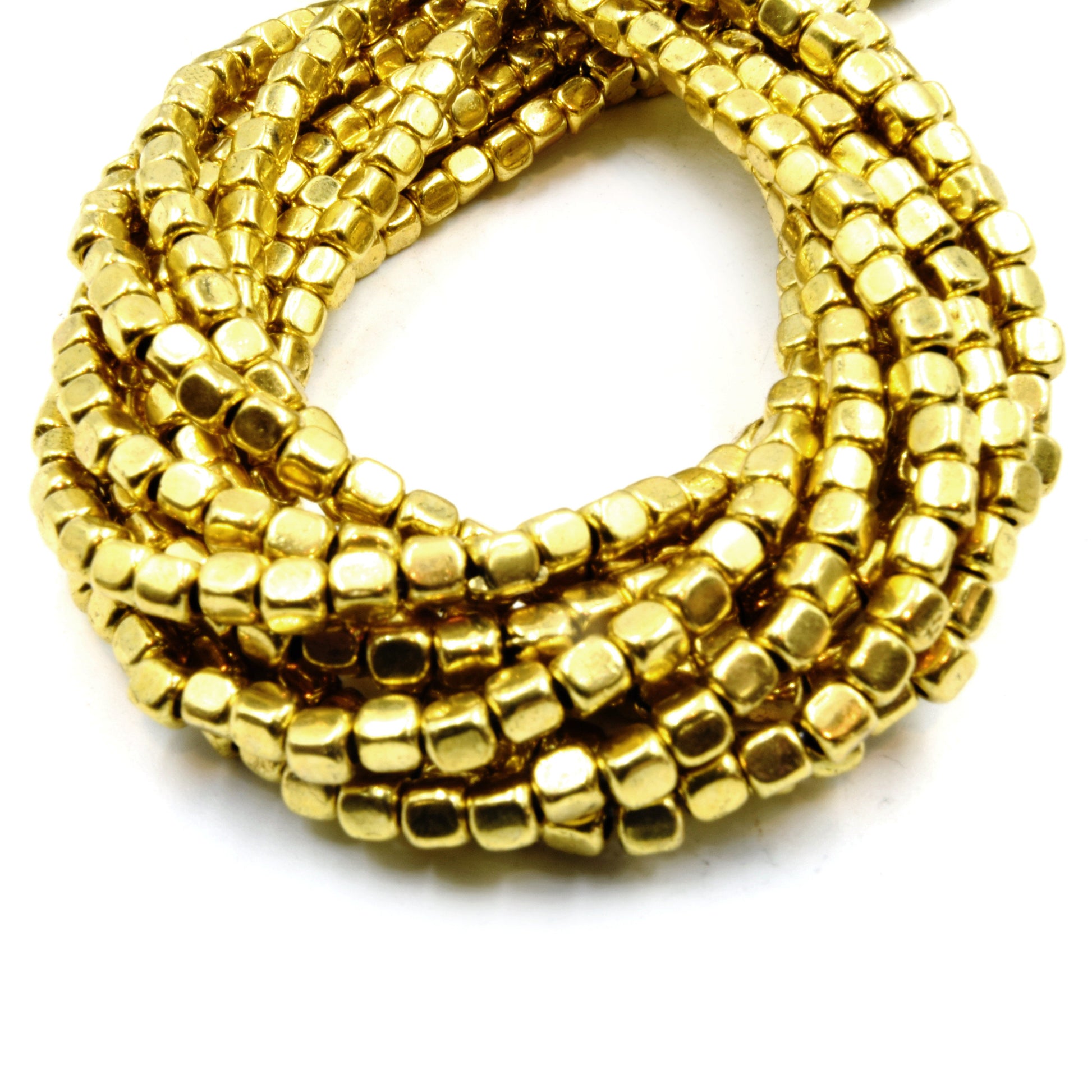 Cube Brass Beads | Gold Silver Rose Gold Bronze Plated Cube Metal Beads | 4mm Cube Plated Brass Beads