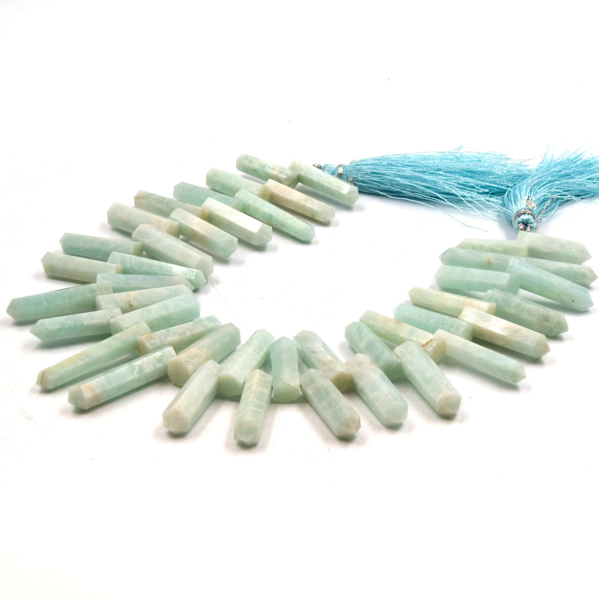Amazonite Beads | Hand Cut Indian Gemstone | Faceted Point Pendulum Shaped Beads | High Quality Amazonite | Loose Gemstone Beads