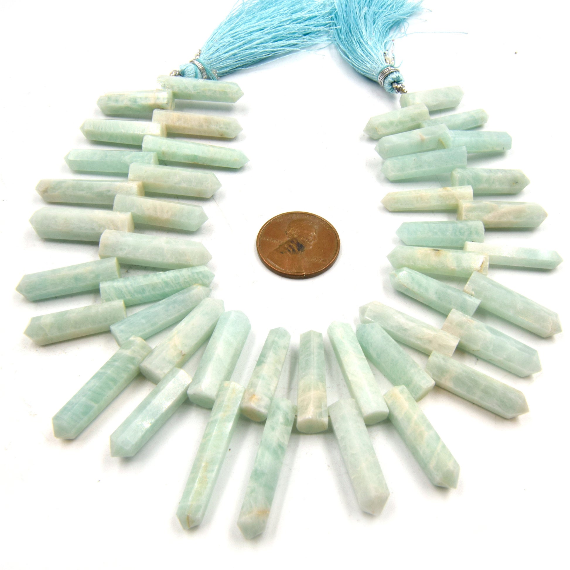 Amazonite Beads | Hand Cut Indian Gemstone | Faceted Point Pendulum Shaped Beads | High Quality Amazonite | Loose Gemstone Beads