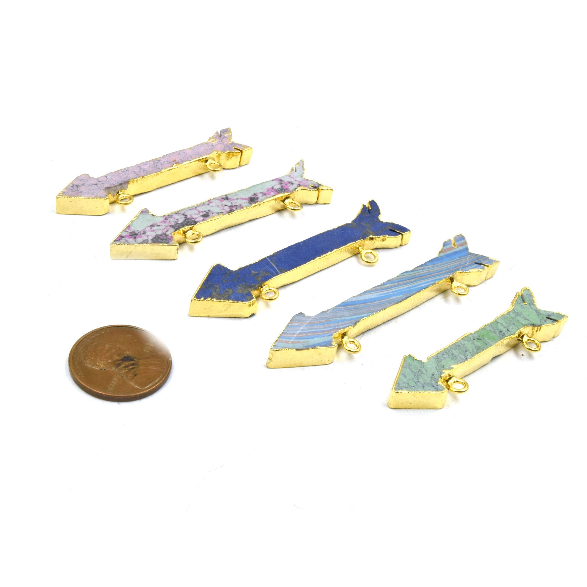 Arrow Pendant with Two Bails | Electroplated Faux Stone Double Bailed Pendant | Limited Quantities Available