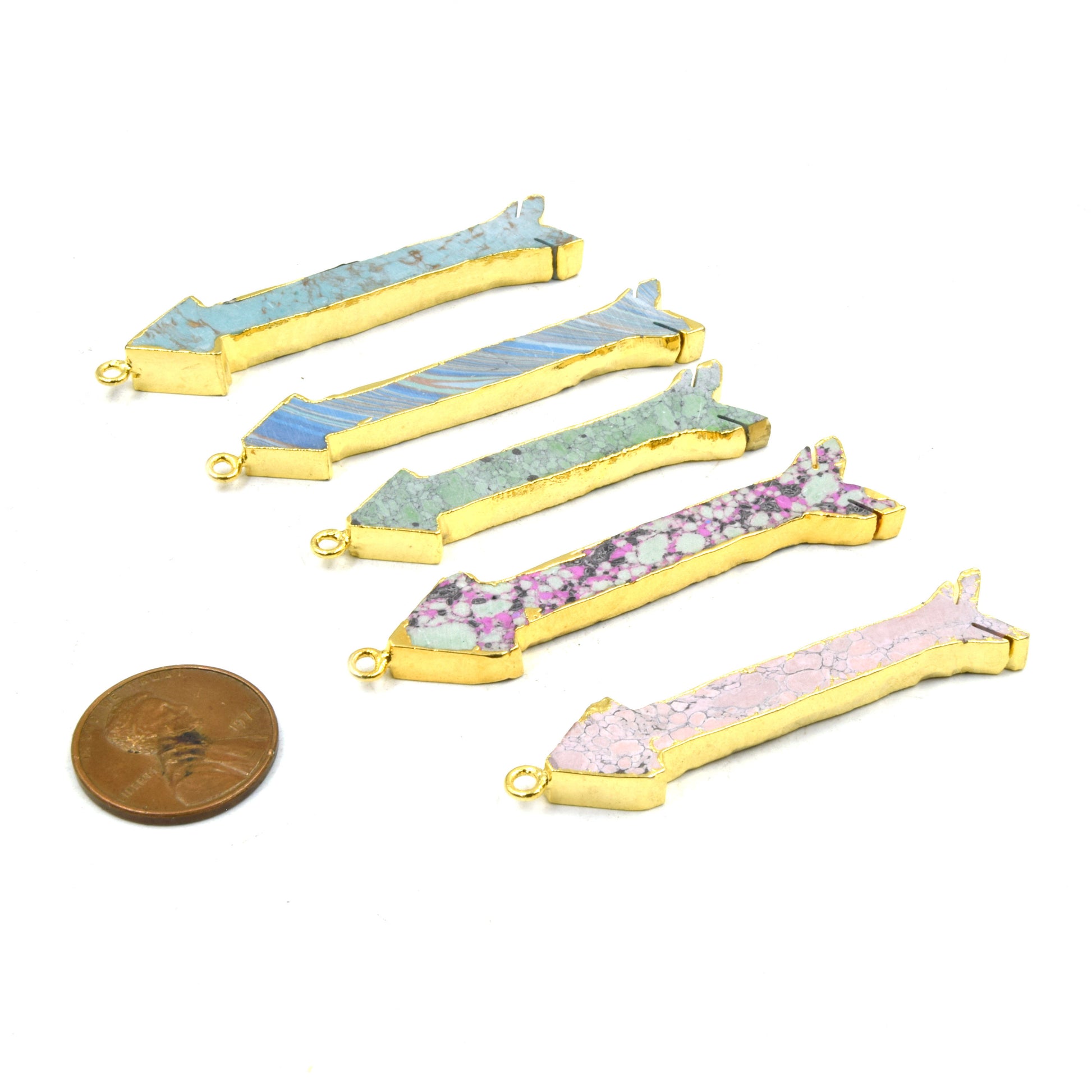 Arrow Pendants | Gold Electroplated Faux Stone Pendants | Limited Quantities Available
