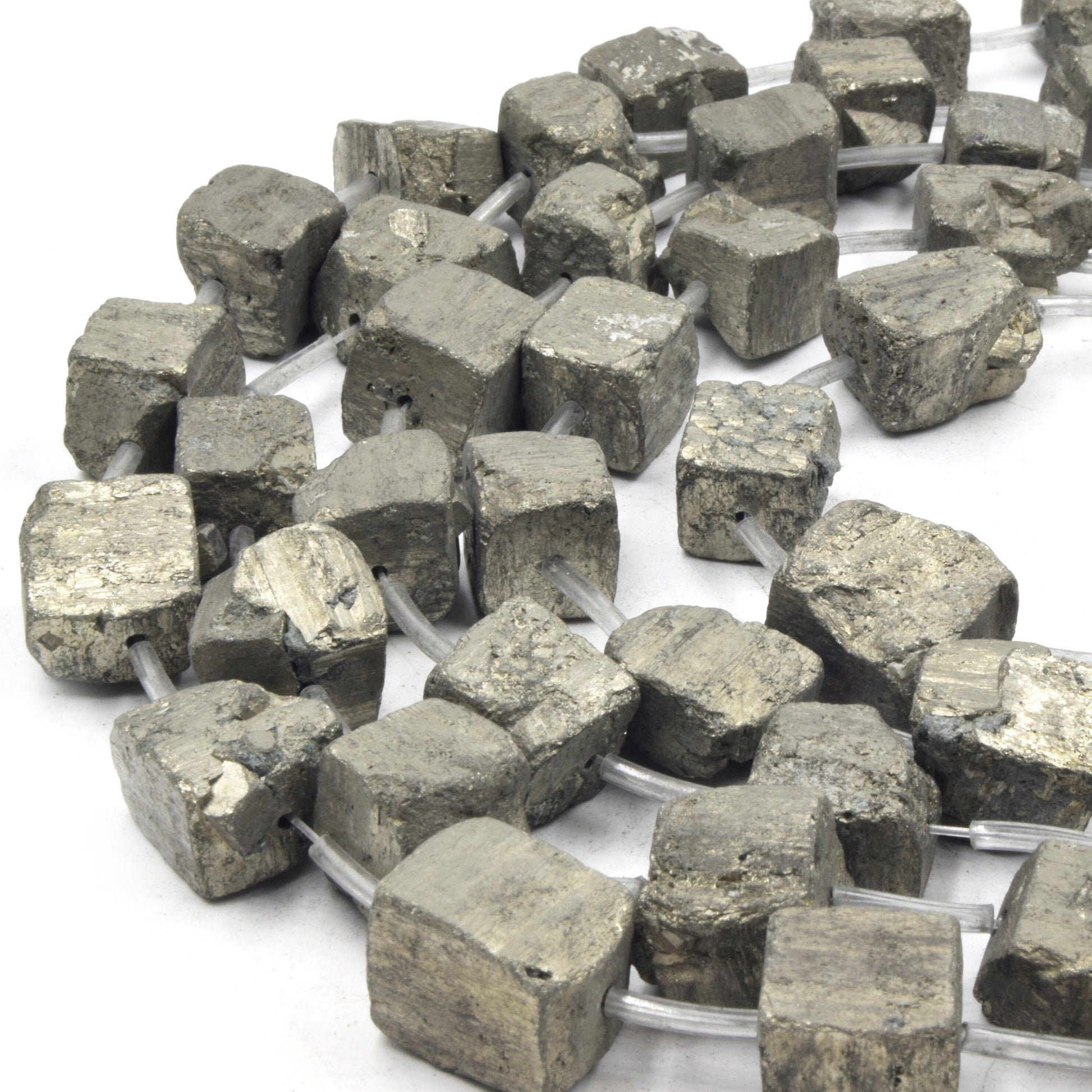 Pyrite Cube Beads | 15mm Natural Cube Shaped Rough Pyrite Beads | Natural Semi-Precious Gemstone Beads - Sold By The Strand