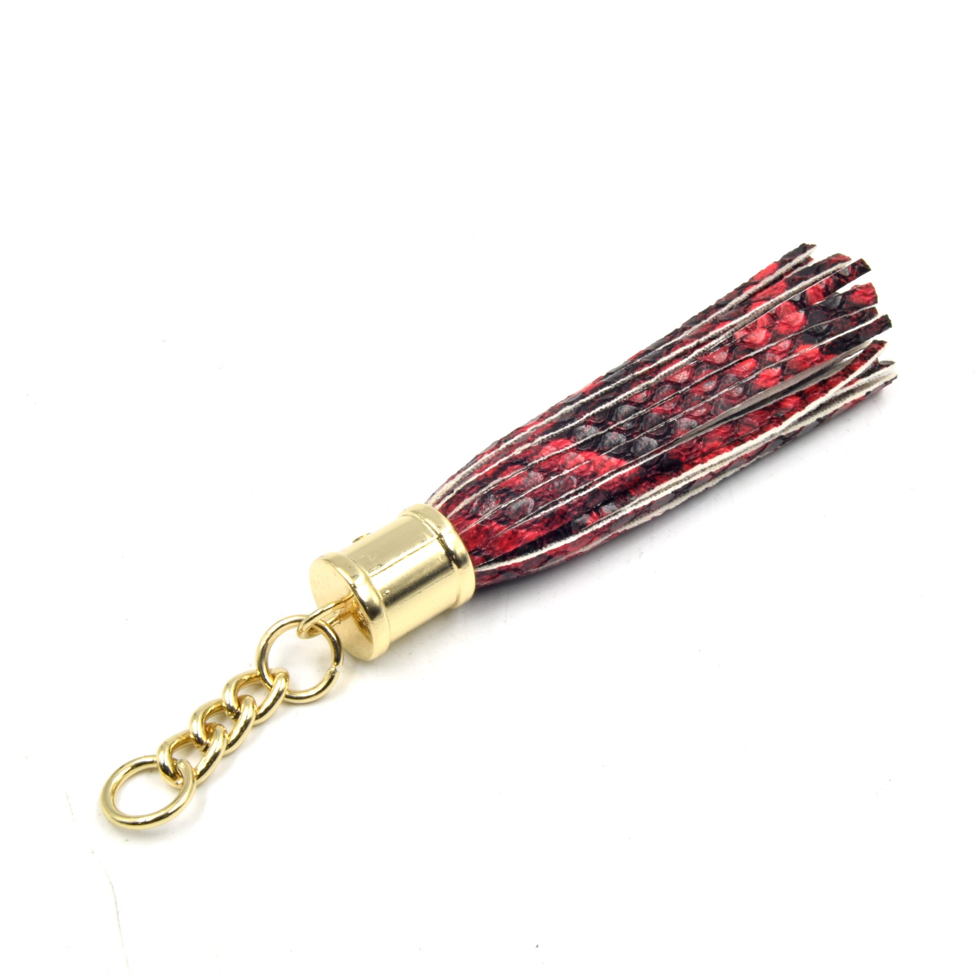 Snakeskin Tassels | 3 inch Faux Leather Snakeskin Tassel Pendants | Available in Red, Grey, and Brown Snakeskin | Animal Print Tassels
