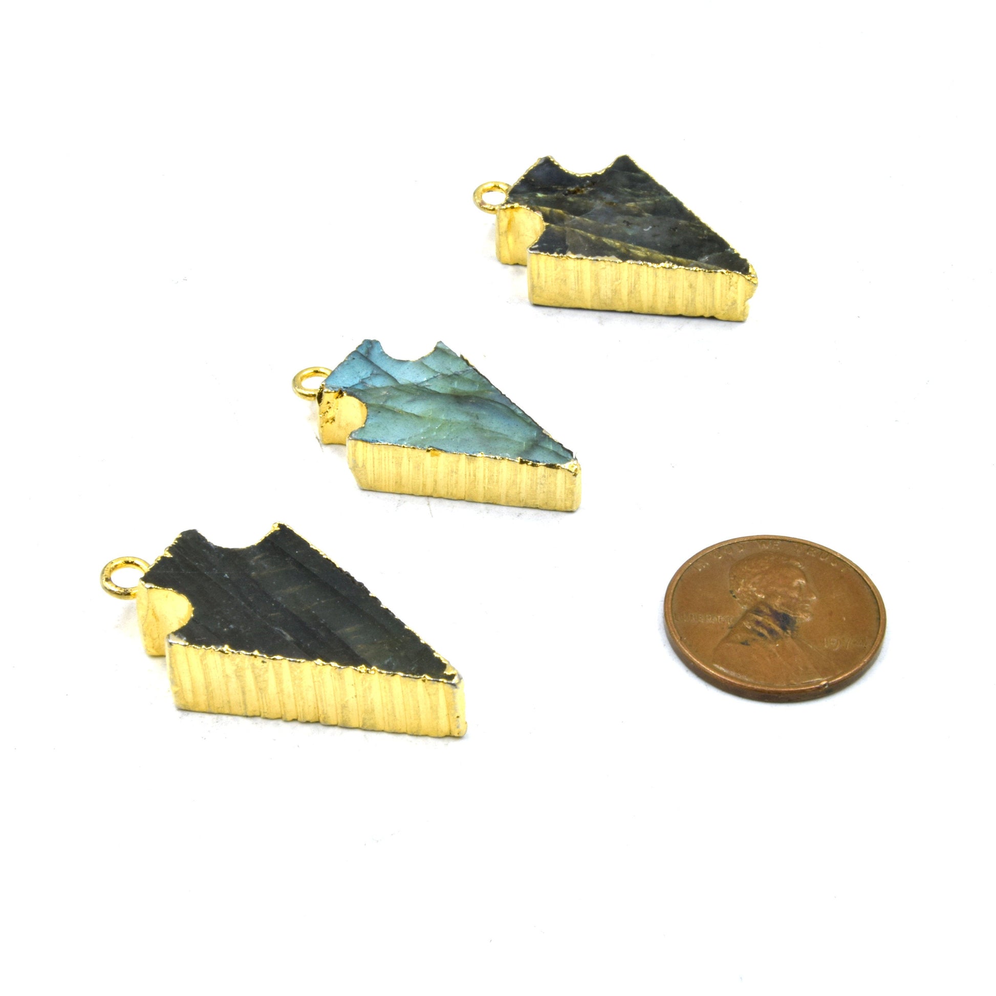 Gemstone Pendant | Gold Electroformed Arrow Pendants| Labradorite, Agate, Prehnite | Beading Supplies | Limited Quantities Available
