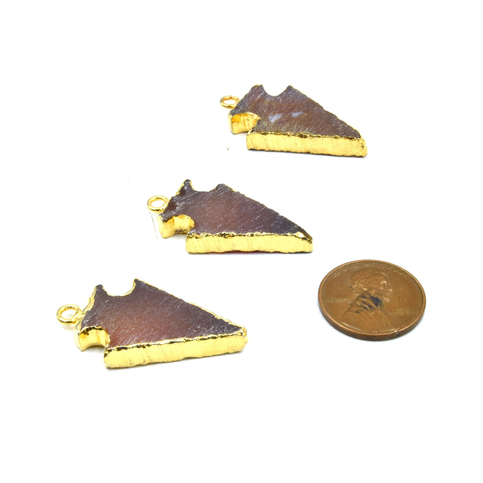 Gemstone Pendant | Gold Electroformed Arrow Pendants| Labradorite, Agate, Prehnite | Beading Supplies | Limited Quantities Available