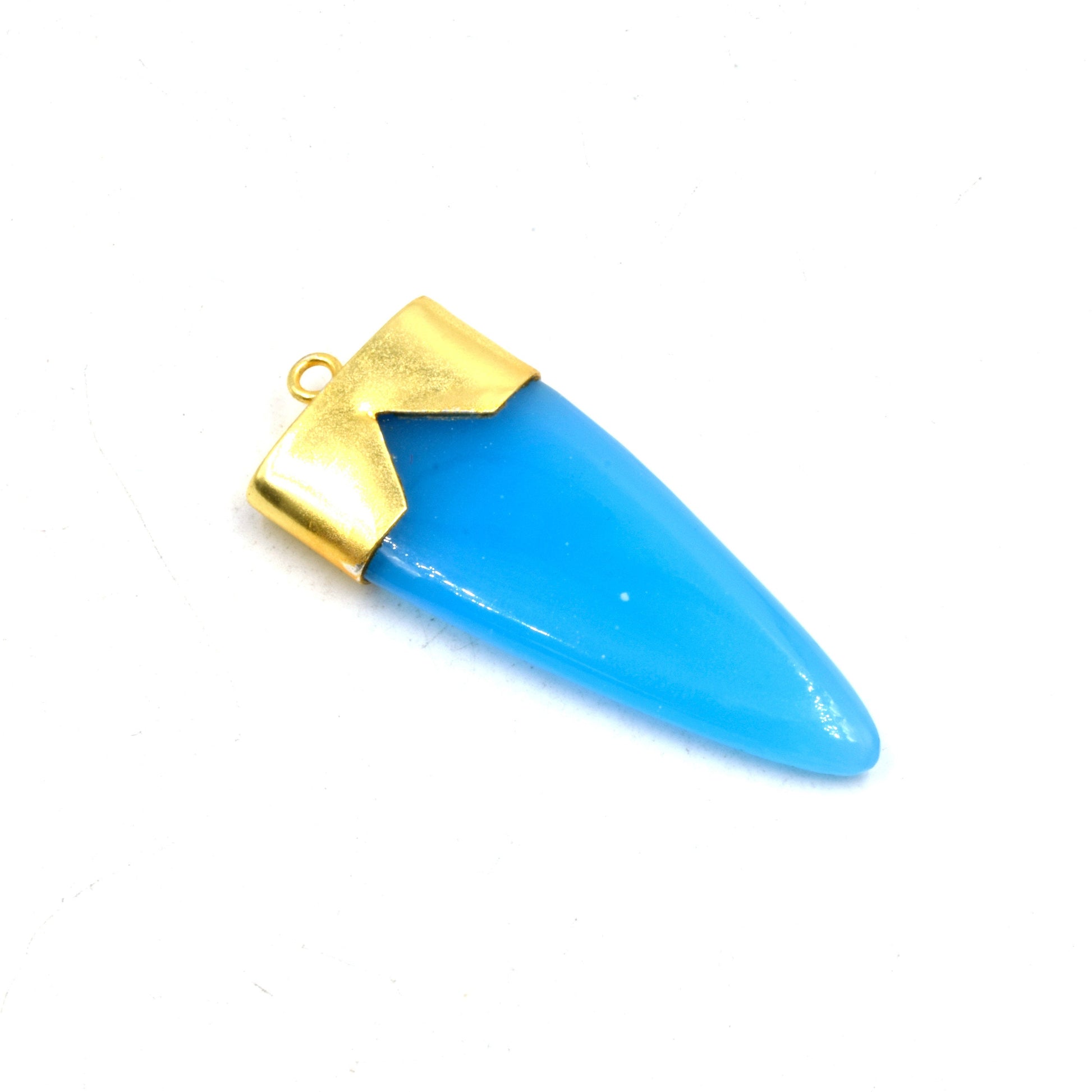 Gemstone Pendant | Chalcedony Pendant | Dagger/Spike Gold Electroplated Pendant | Limited Quantities Available