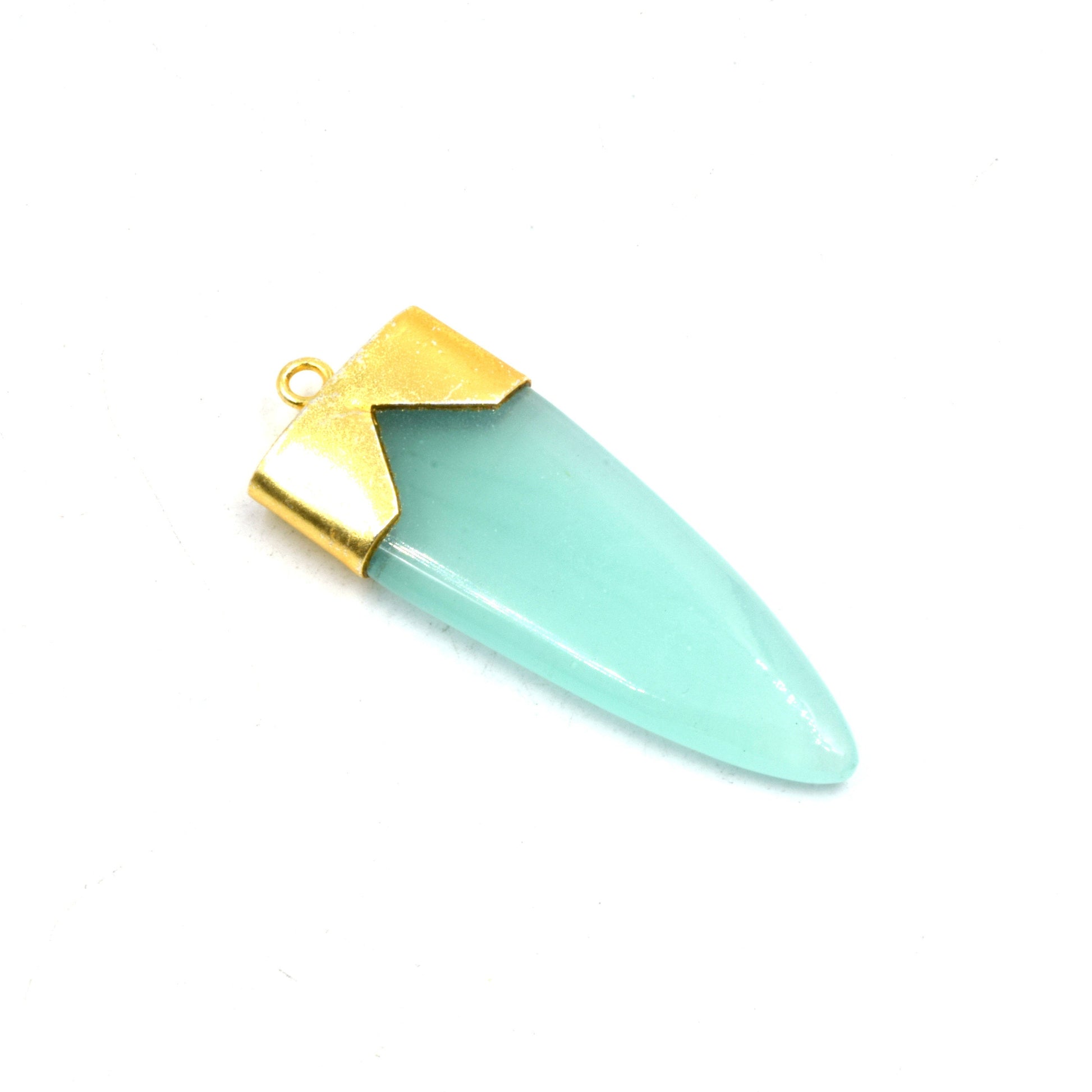 Gemstone Pendant | Chalcedony Pendant | Dagger/Spike Gold Electroplated Pendant | Limited Quantities Available