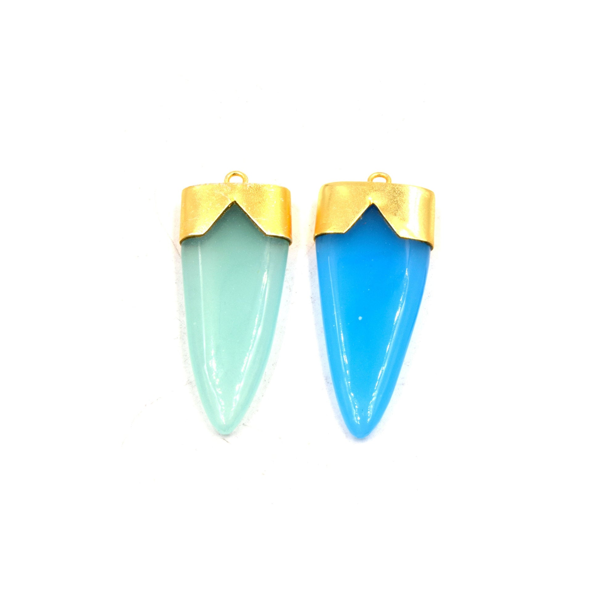 Gemstone Pendant | Chalcedony Pendant | Dagger/Spike Gold Electroplated Pendant | Limited Quantities Available
