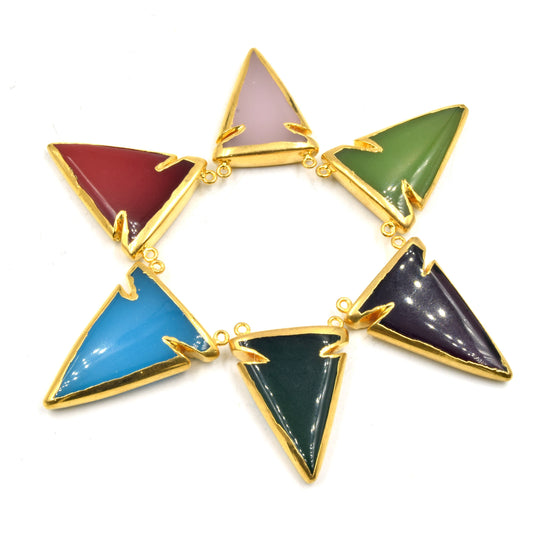 Gemstone Pendant | Chalcedony Pendant | Arrowhead Gold Electroplated Pendant | Double Bailed Pendant | Limited Quantities Available
