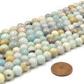 Large Hole Amazonite Beads | Mixed Amazonite Smooth Round Shaped Beads with 2mm Holes | 7.5&quot; Strand | 8mm 10mm 12mm Available