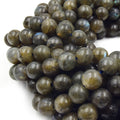 Large Hole Labradorite Beads | Labradorite Smooth Round Shaped Beads with 2mm Holes | 7.5&quot; Strand | 8mm 10mm Available