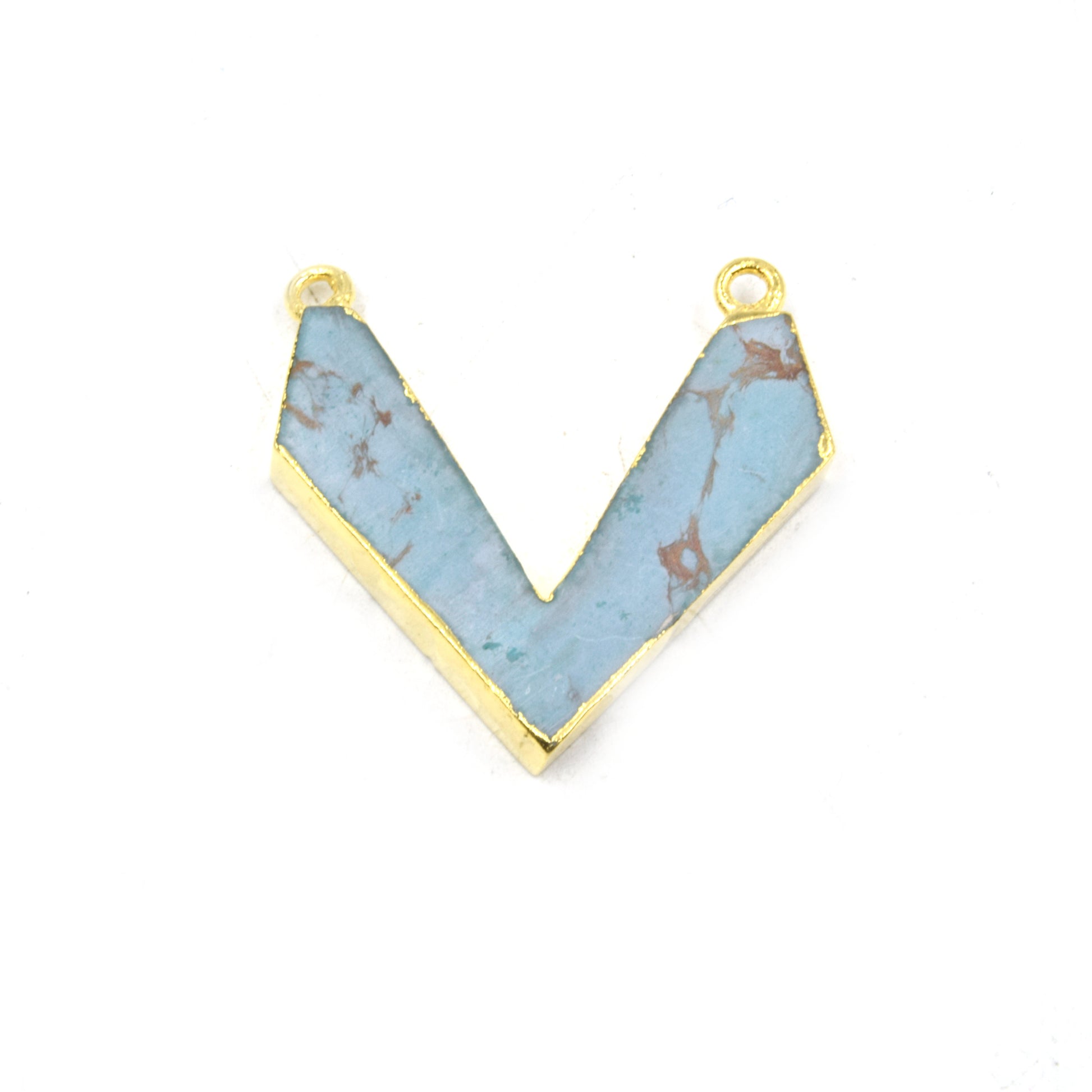 Chevron Shaped Pendant | Electroplated Faux Stone Double Bailed Pendant | Necklace Pendant | Limited Quantities Available