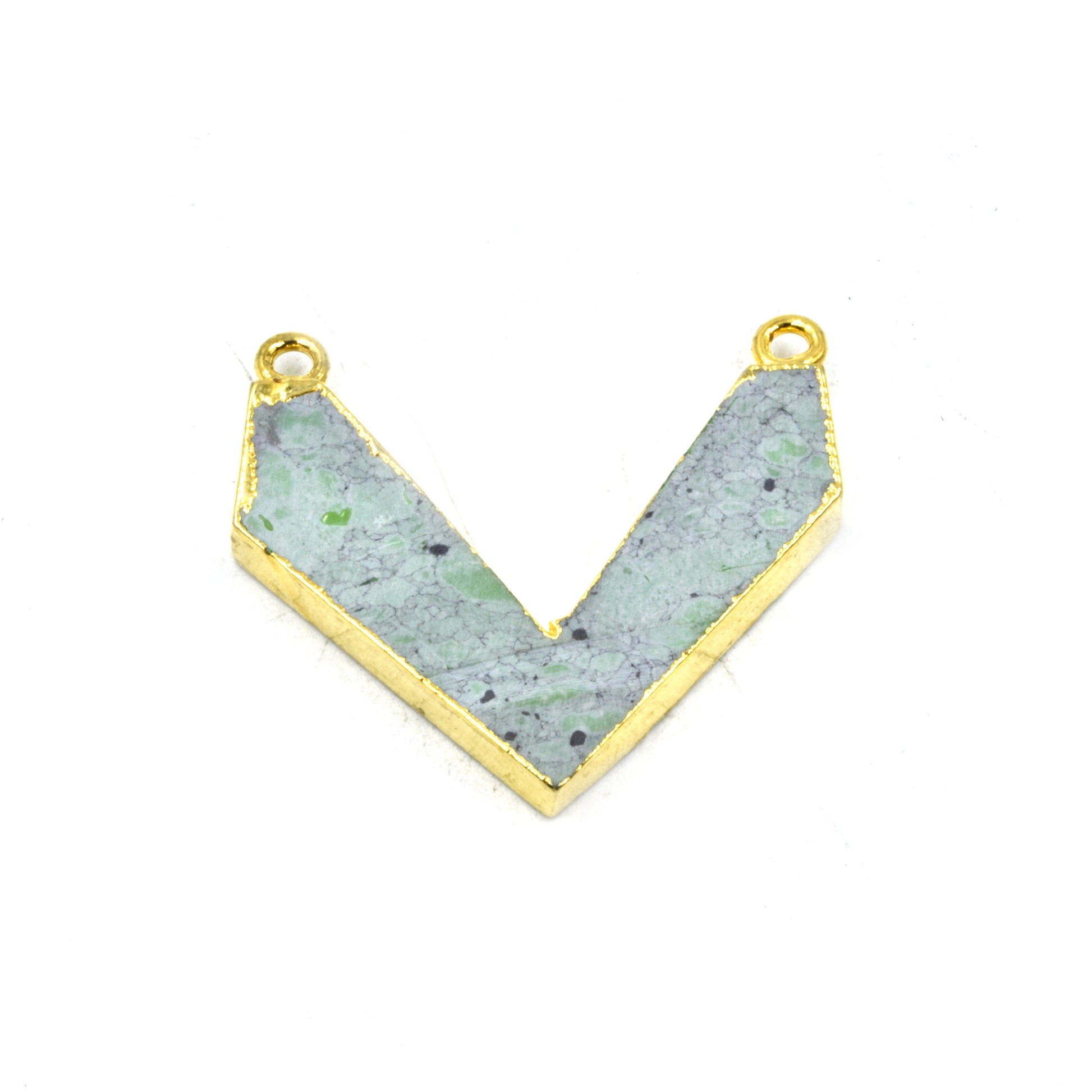 Chevron Shaped Pendant | Electroplated Faux Stone Double Bailed Pendant | Necklace Pendant | Limited Quantities Available