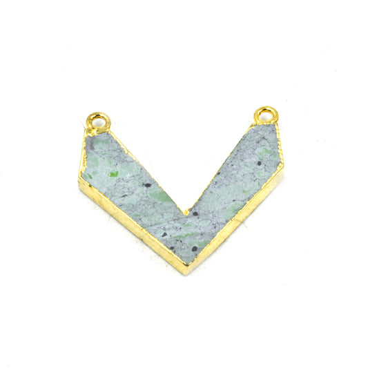 Chevron Shaped Pendant | Electroplated Faux Stone Double Bailed Pendant | Necklace Pendant | Limited Quantities Available