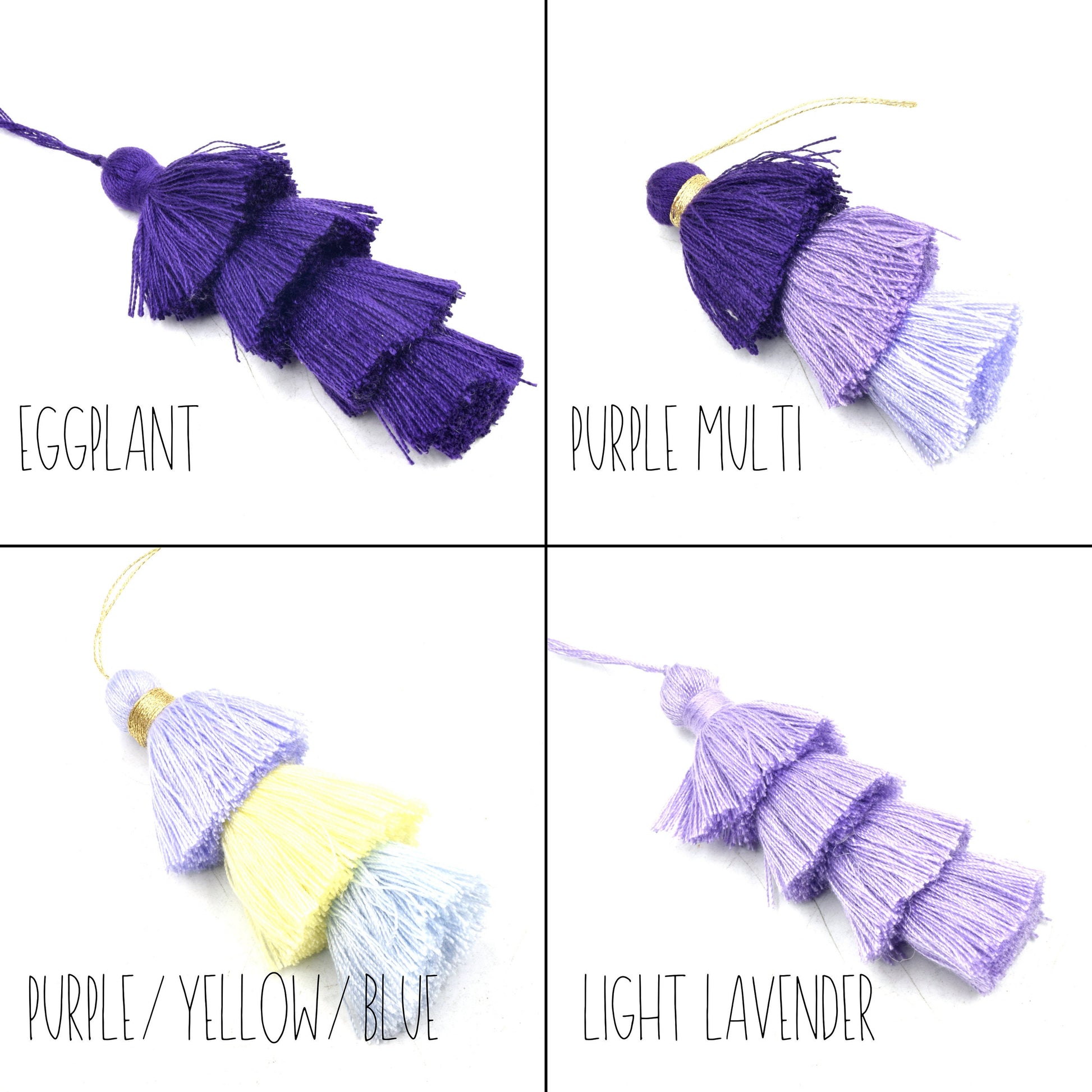 Tiered Tassel Pendants | 3 inch Wrap Cap Tassels with Loop | Layered Tassels
