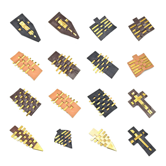 Woven Brass & Leather Pendant | Leather Focal Pendant | Unique Necklace Pendant