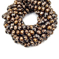 Bone Beads | Carved Ox Bone Rondelle Beads | Mixed Brown Angle Slash Carved Bone Beads