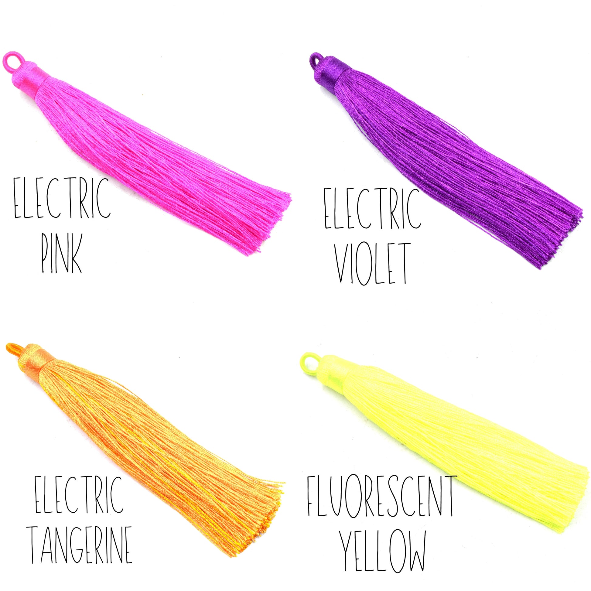 Tassel Pendants | 4 inch Silky Wrap Cap Threaded Tassels | Mala Tassel