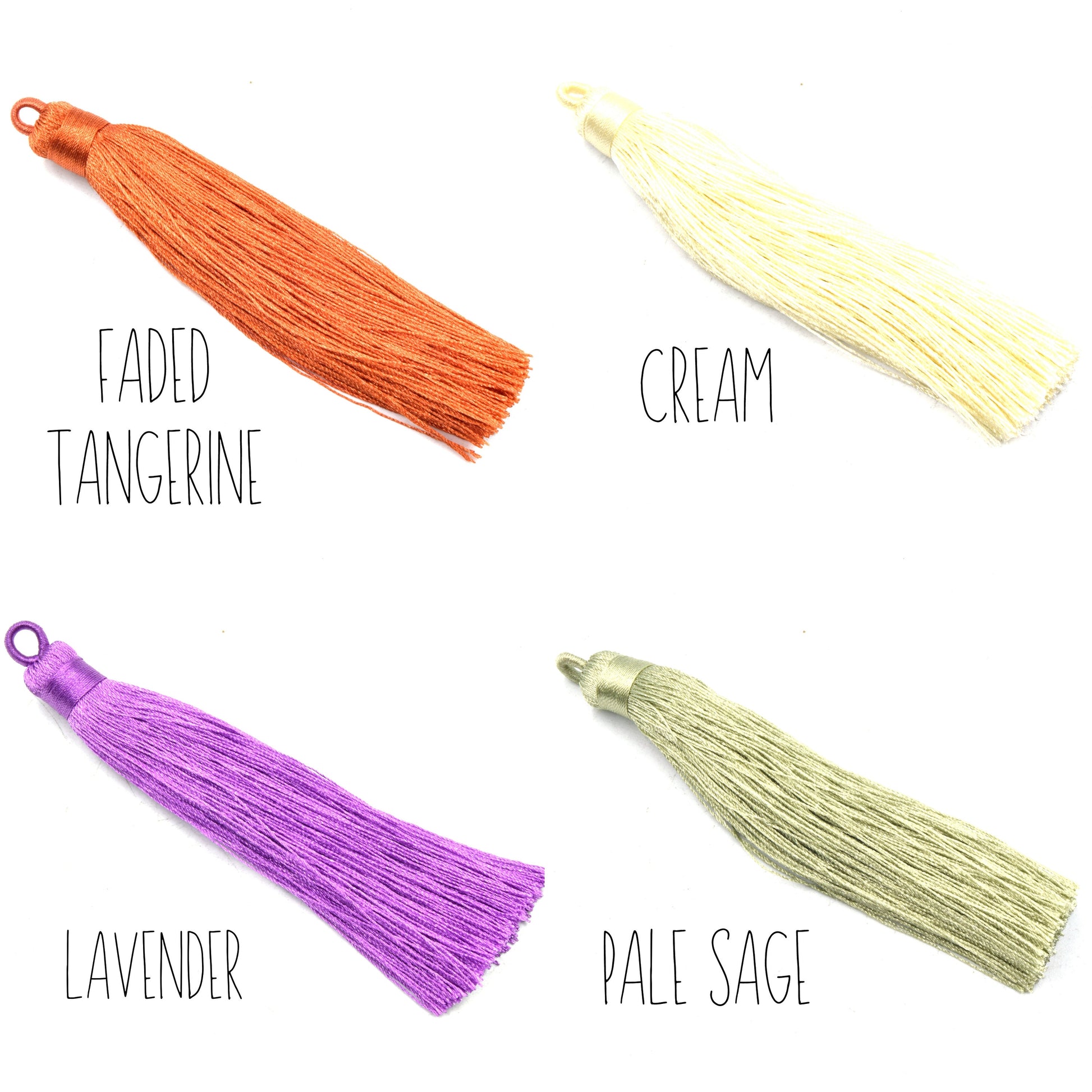 Tassel Pendants | 4 inch Silky Wrap Cap Threaded Tassels | Mala Tassel
