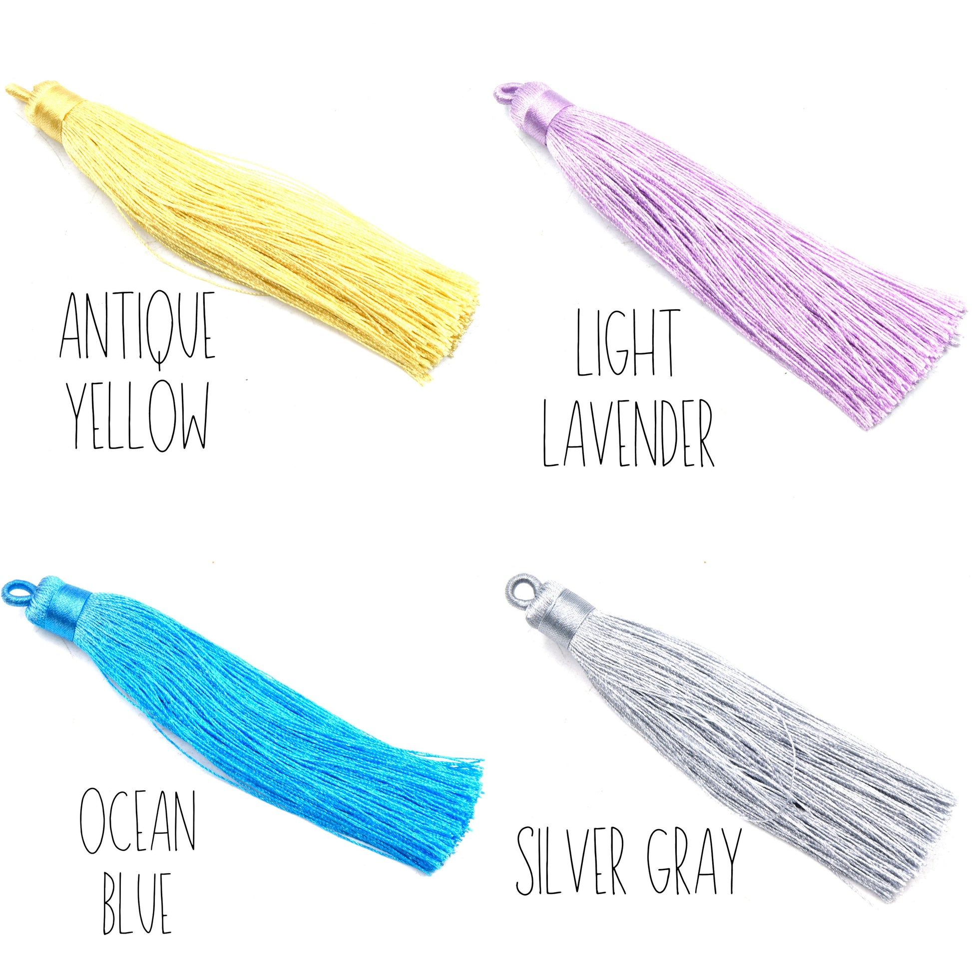 Tassel Pendants | 4 inch Silky Wrap Cap Threaded Tassels | Mala Tassel