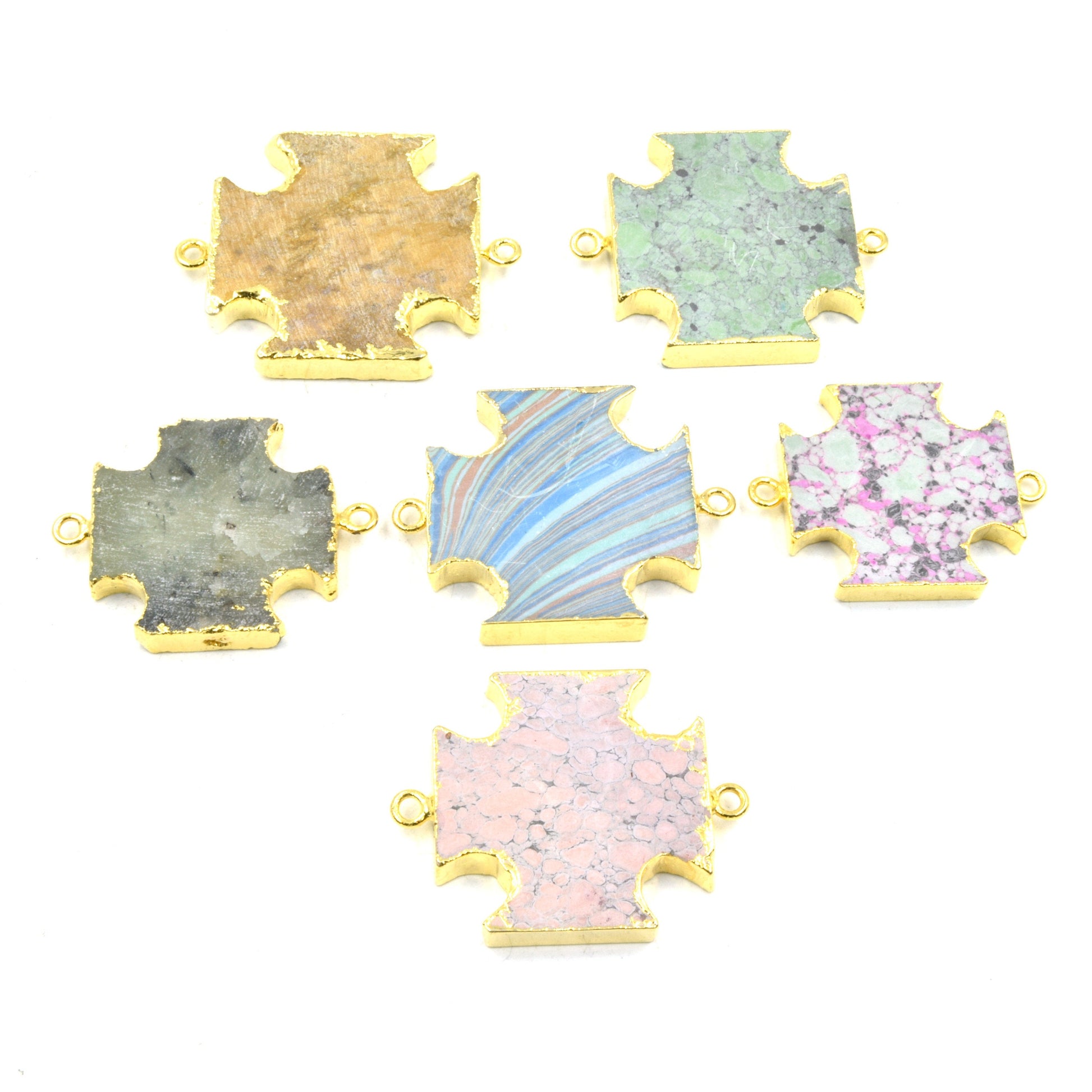 Cross Shaped Connector | Electroplated Faux Stone Connector | Connector for Jewelry Making | Limited Quantities Available