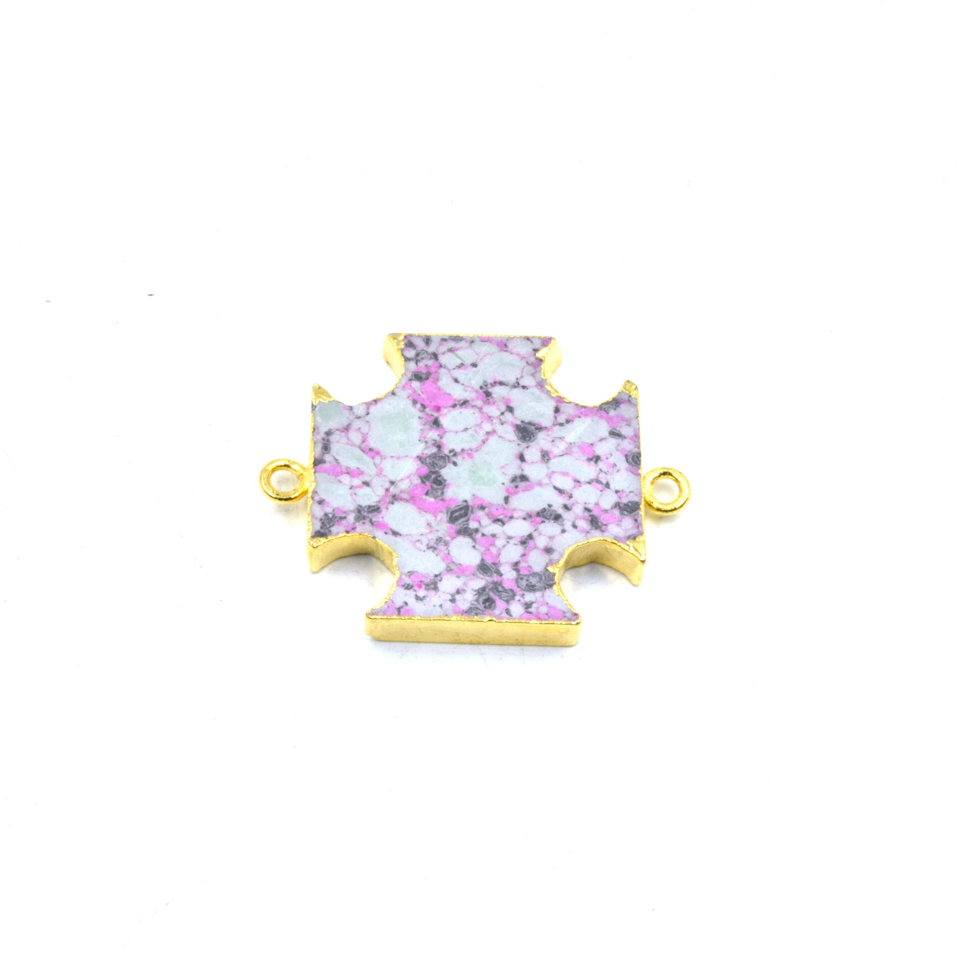 Cross Shaped Connector | Electroplated Faux Stone Connector | Connector for Jewelry Making | Limited Quantities Available