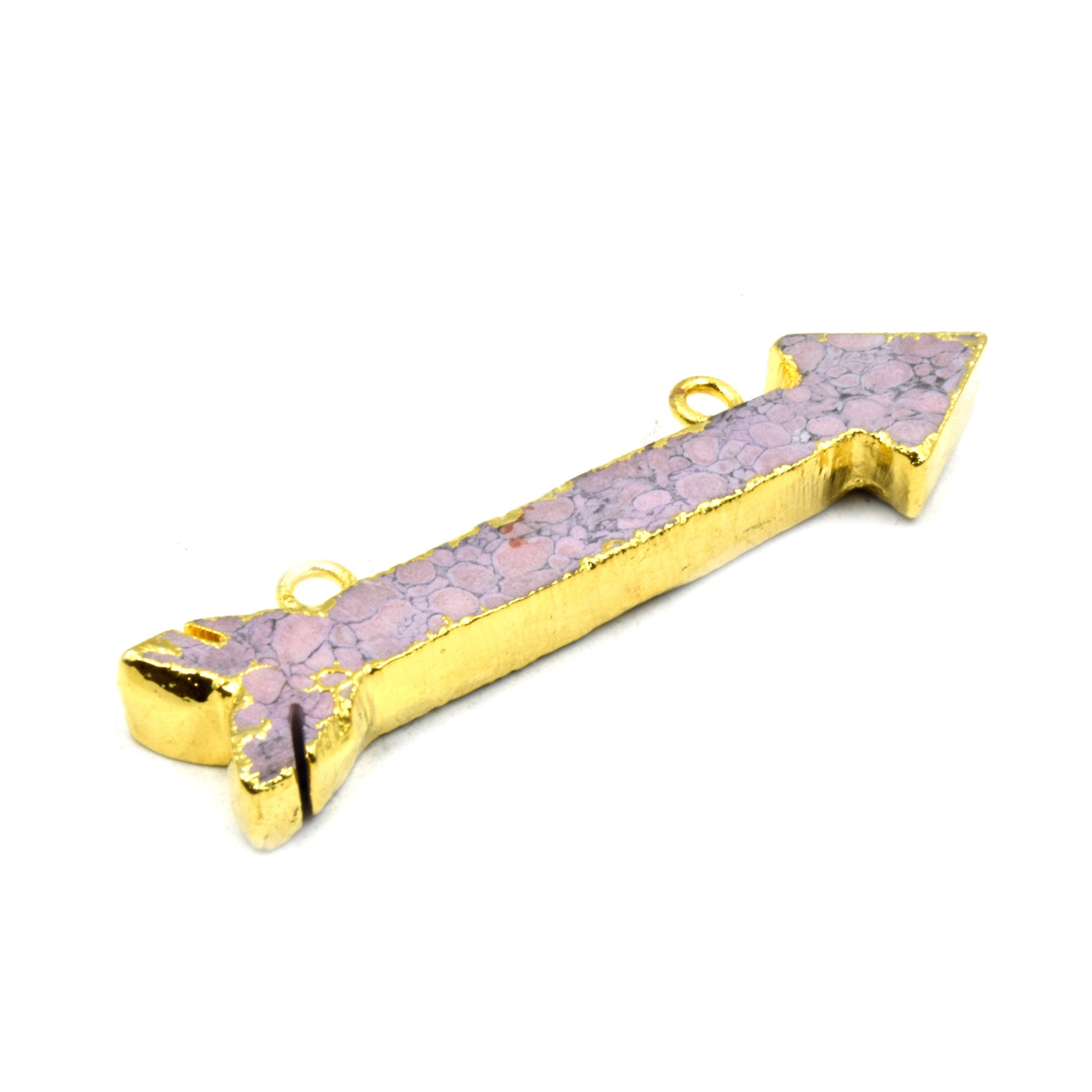 Arrow Pendant with Two Bails | Electroplated Faux Stone Double Bailed Pendant | Limited Quantities Available