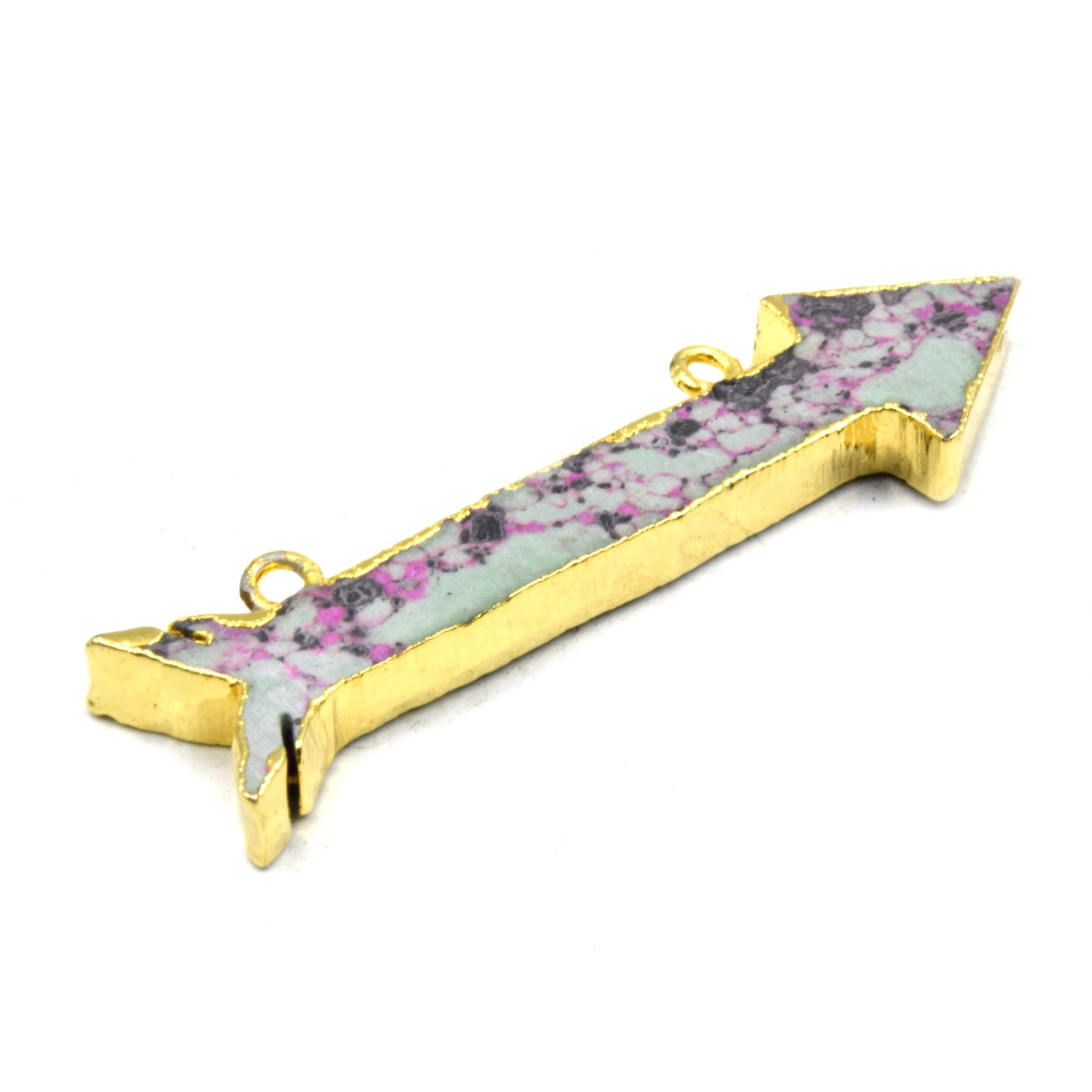 Arrow Pendant with Two Bails | Electroplated Faux Stone Double Bailed Pendant | Limited Quantities Available