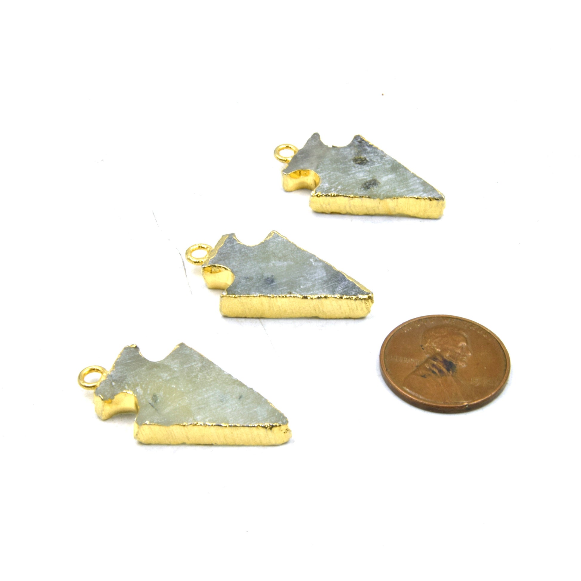 Gemstone Pendant | Gold Electroformed Arrow Pendants| Labradorite, Agate, Prehnite | Beading Supplies | Limited Quantities Available