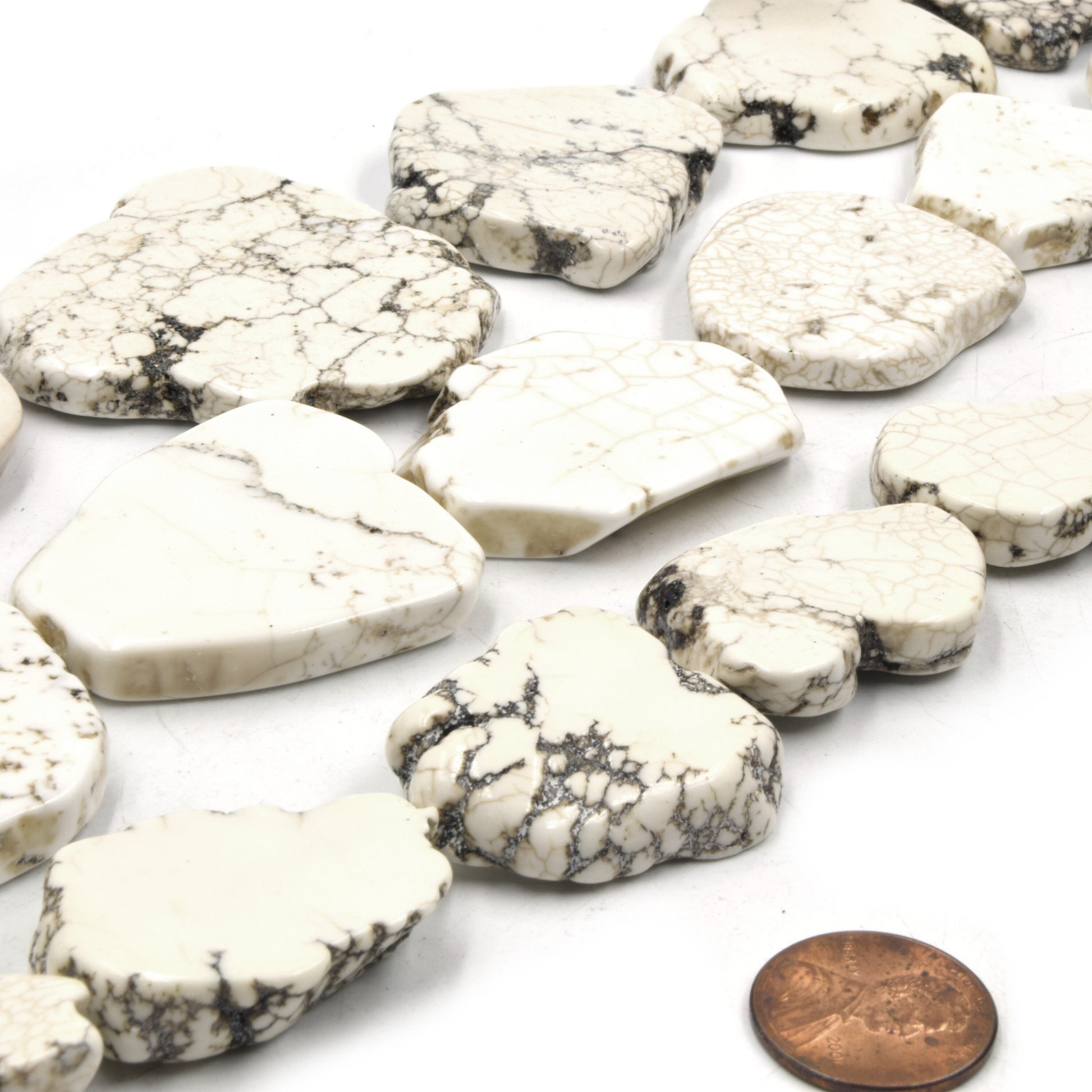 White Magnesite Slab Beads | White Magnesite Turquoise Freeform Slab Slice Beads | 35mm 40mm 45mm Available | 15" Strand