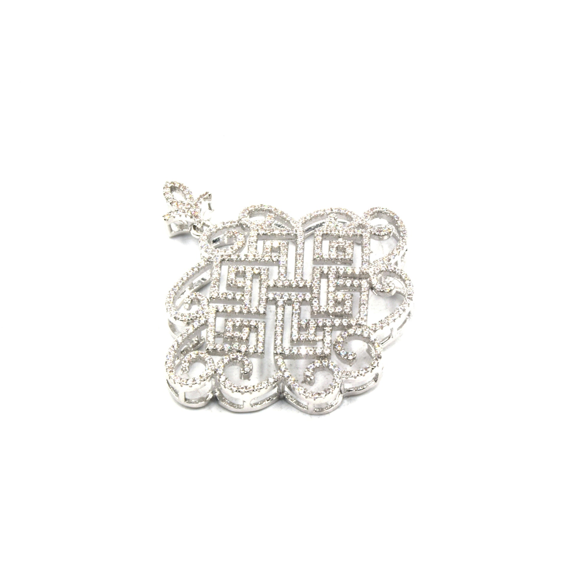 CZ Inlaid Knotted Swirl Shape Pendant and Slider | Necklace CZ Slider, Necklace CZ Pendant | Gold Silver Gunmetal Focal Piece for Jewelry