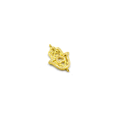CZ Hamsa Finding | Cubic Zirconia Connector Link | Hamsa Connector | Focal for Jewelry Making | Gold CZ Silver CZ Pendant