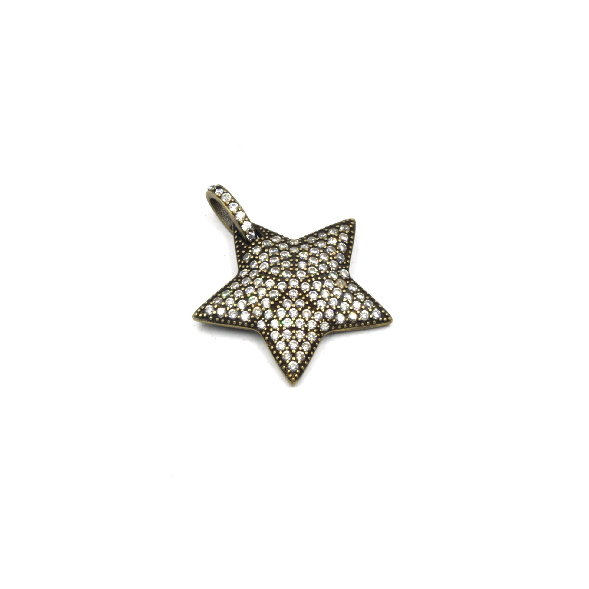 CZ Star Pendant | Celestial Charm | Star Charm | CZ Charm | Gold Star Silver Star Bronze Star Gunmetal Star | Cubic Zirconia Pendant