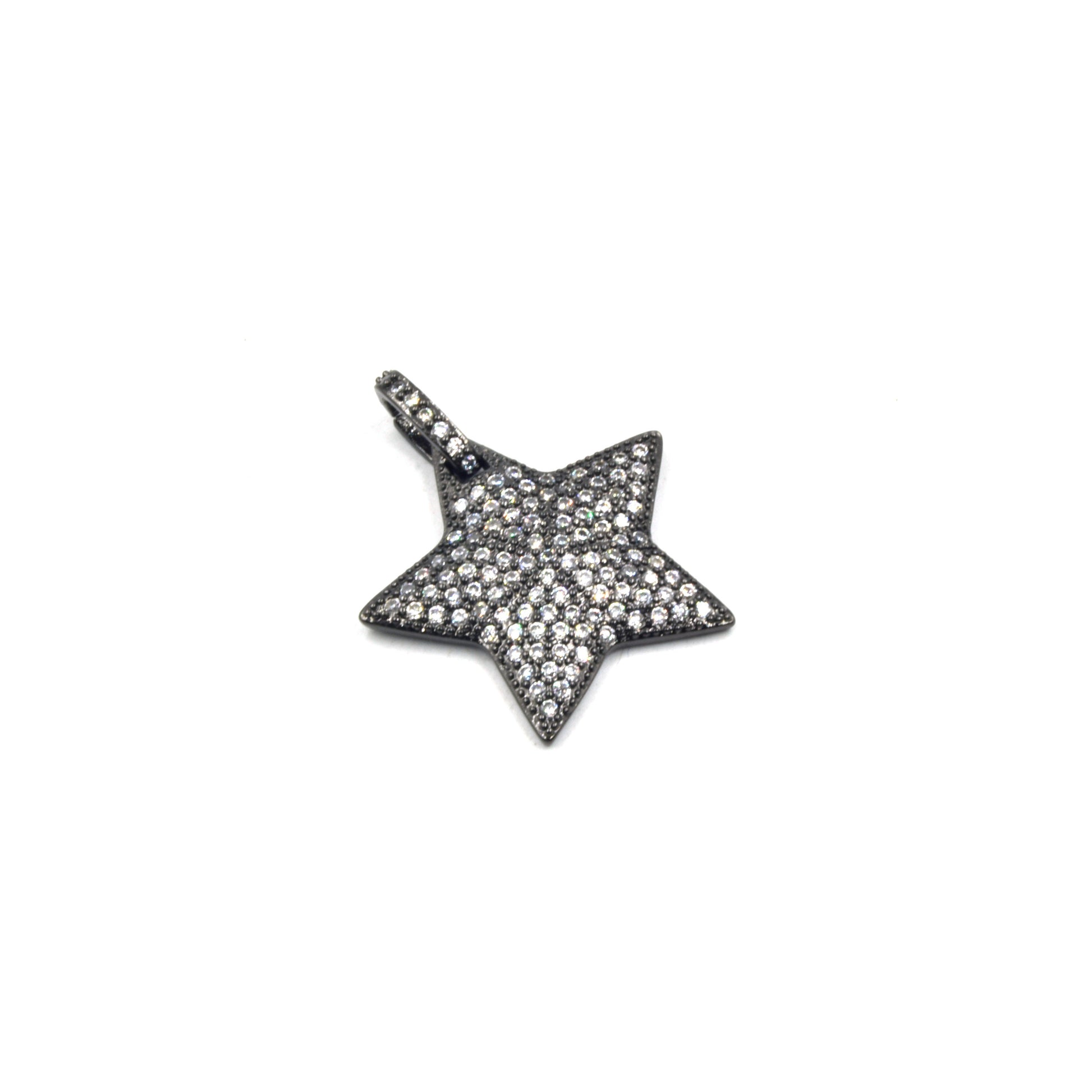 CZ Star Pendant | Celestial Charm | Star Charm | CZ Charm | Gold Star Silver Star Bronze Star Gunmetal Star | Cubic Zirconia Pendant