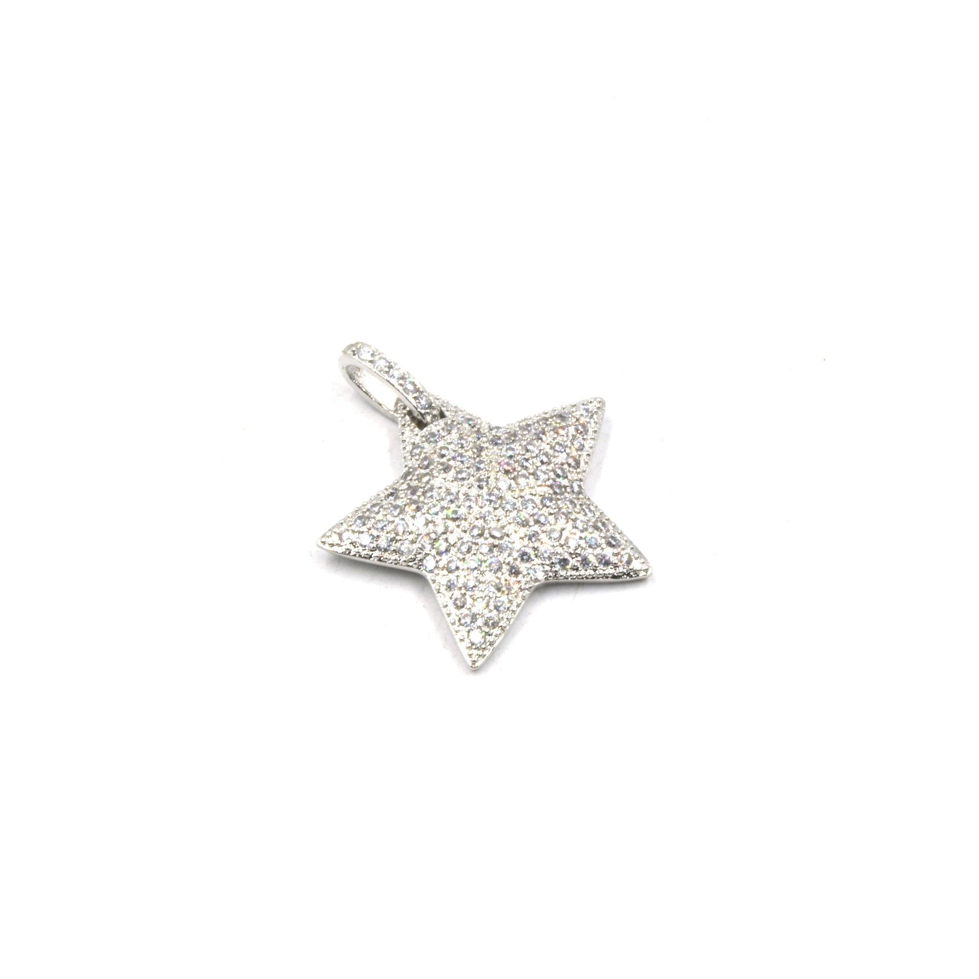 CZ Star Pendant | Celestial Charm | Star Charm | CZ Charm | Gold Star Silver Star Bronze Star Gunmetal Star | Cubic Zirconia Pendant