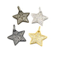 CZ Star Pendant | Celestial Charm | Star Charm | CZ Charm | Gold Star Silver Star Bronze Star Gunmetal Star | Cubic Zirconia Pendant
