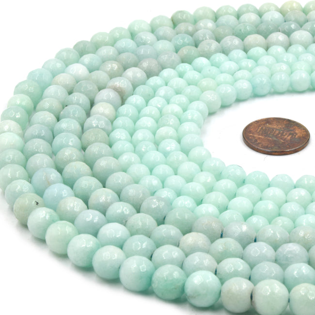 Faceted Jade Beads | Faceted Dyed Peach Mixed Purple Blue Mint Teal Fuchsia Turquoise Jade Round Beads | 6mm 8mm 10mm Available