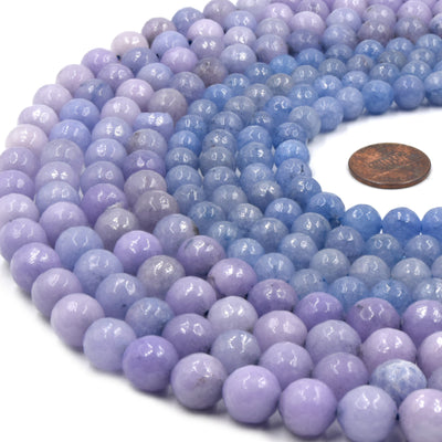 Faceted Jade Beads | Faceted Dyed Peach Mixed Purple Blue Mint Teal Fuchsia Turquoise Jade Round Beads | 6mm 8mm 10mm Available