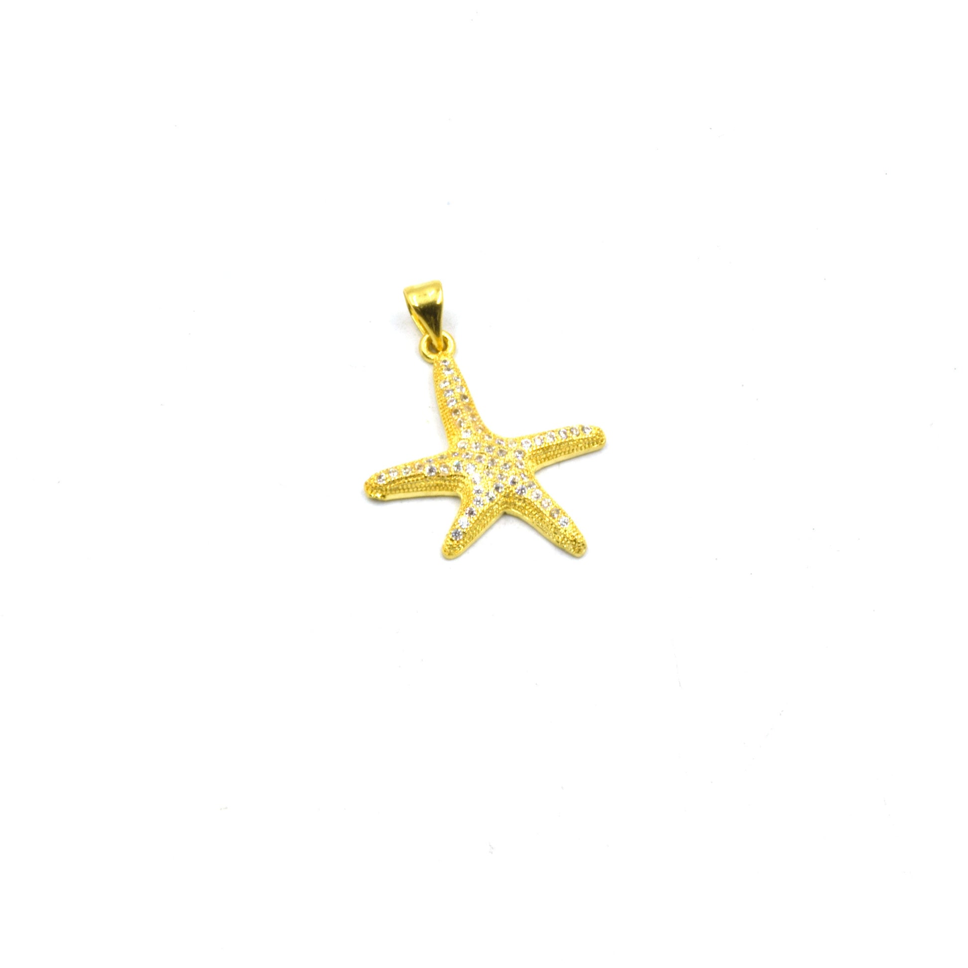 CZ Starfish Pendant | Cubic Zirconia Inlaid Starfish Charm | Summer Charm | Bracelet Charm | Necklace Pendant