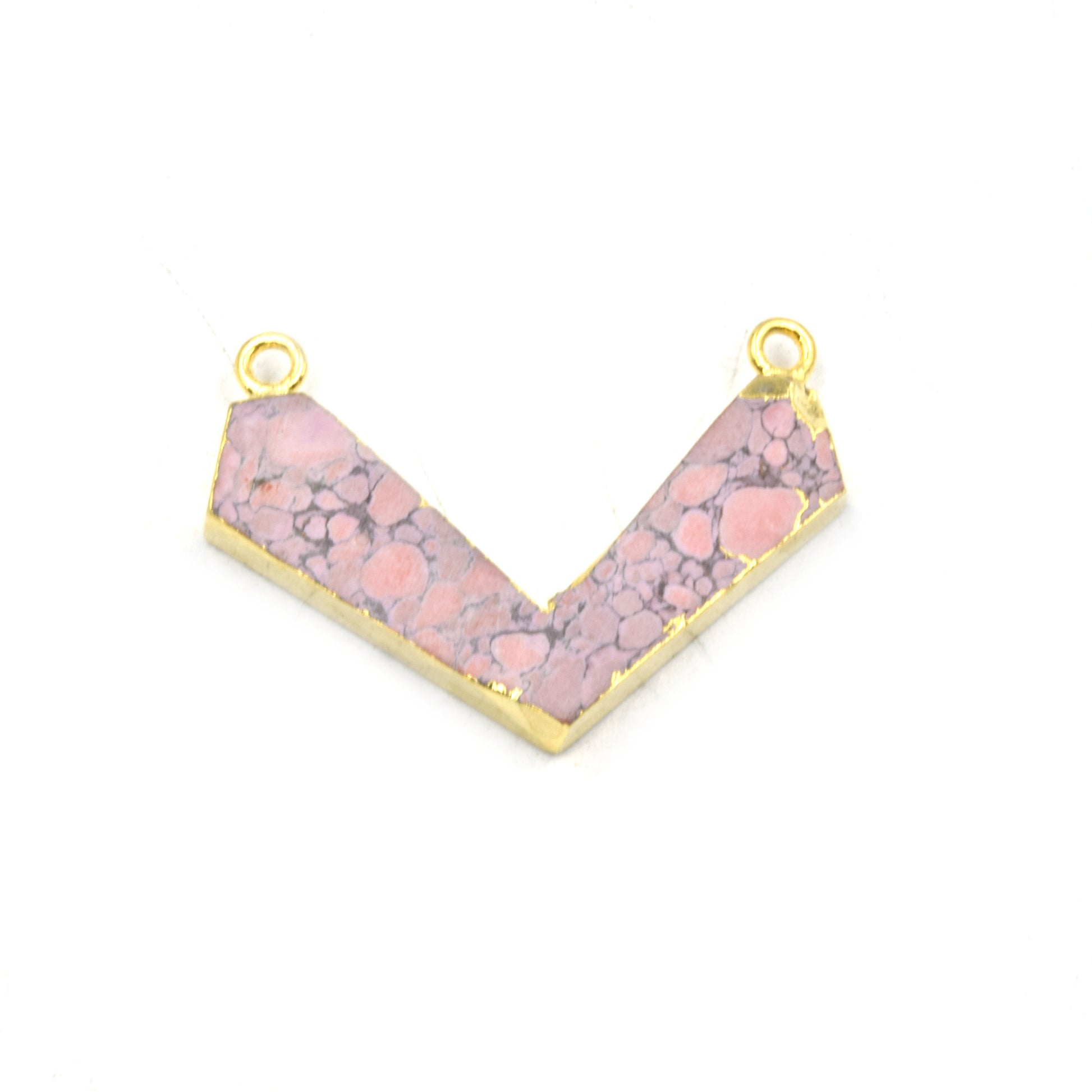 Chevron Shaped Pendant | Electroplated Faux Stone Double Bailed Pendant | Necklace Pendant | Limited Quantities Available
