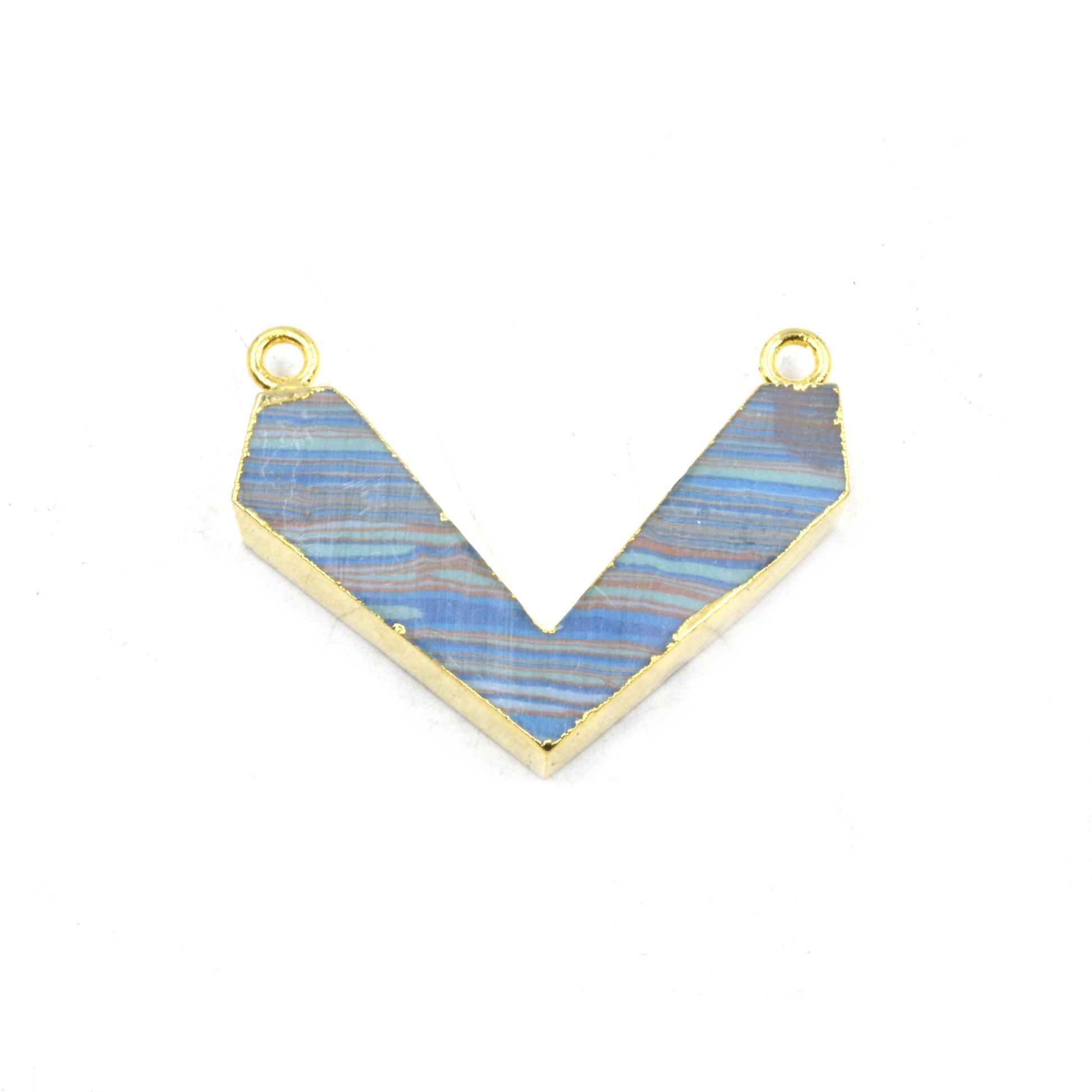 Chevron Shaped Pendant | Electroplated Faux Stone Double Bailed Pendant | Necklace Pendant | Limited Quantities Available