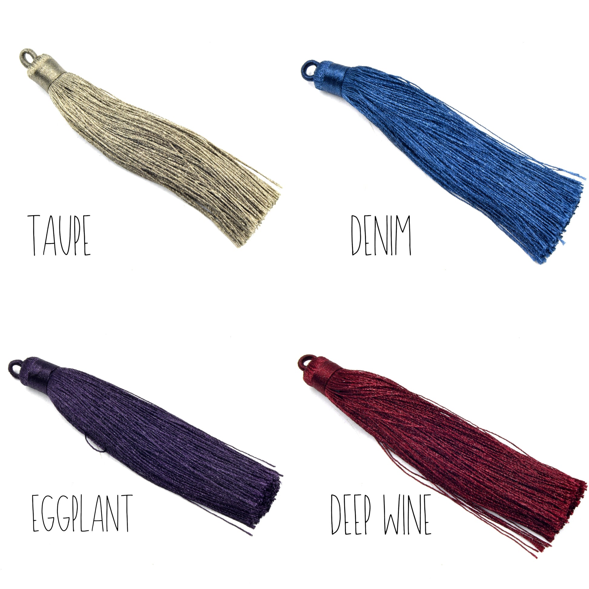 Tassel Pendants | 4 inch Silky Wrap Cap Threaded Tassels | Mala Tassel