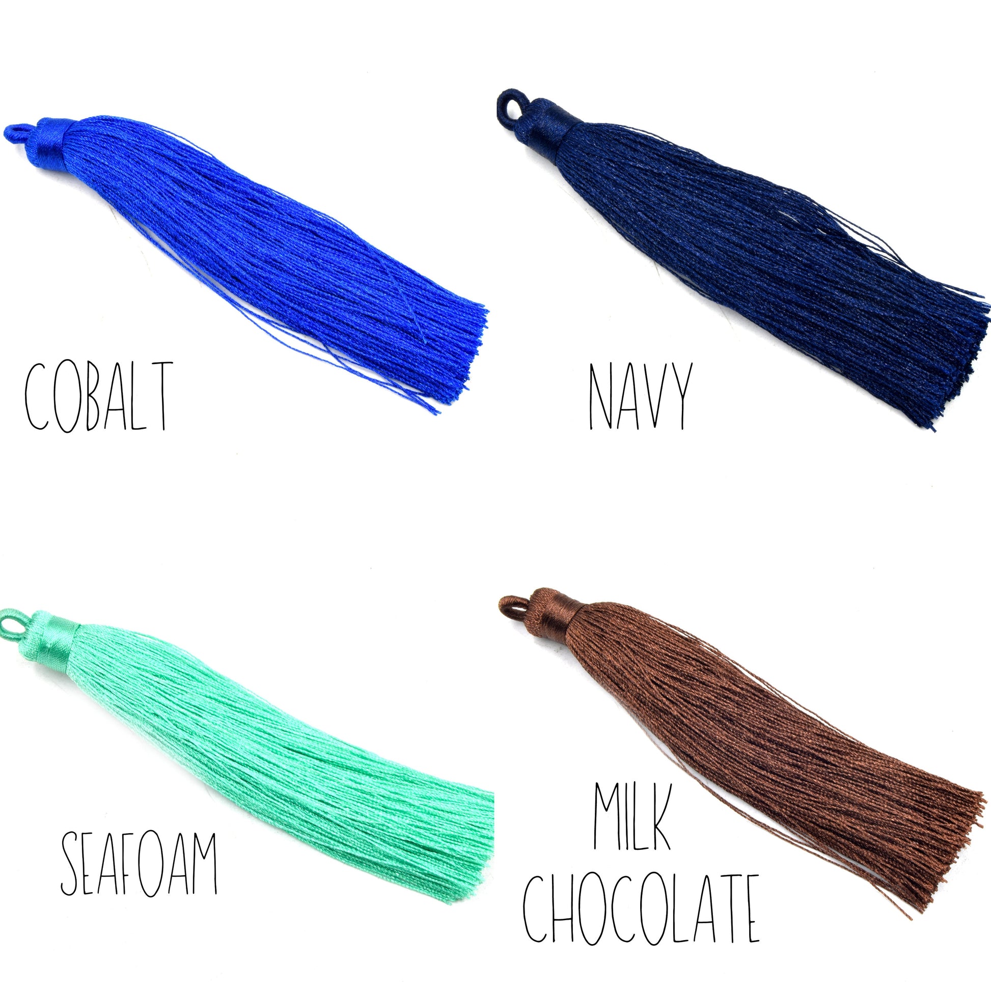 Tassel Pendants | 4 inch Silky Wrap Cap Threaded Tassels | Mala Tassel
