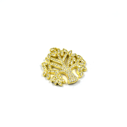 CZ Charm | Cubic Zirconia Tree of Life Pendant | Gold, Silver, Gunmetal, Rose Gold | Bracelet Charm | Focal Pendant