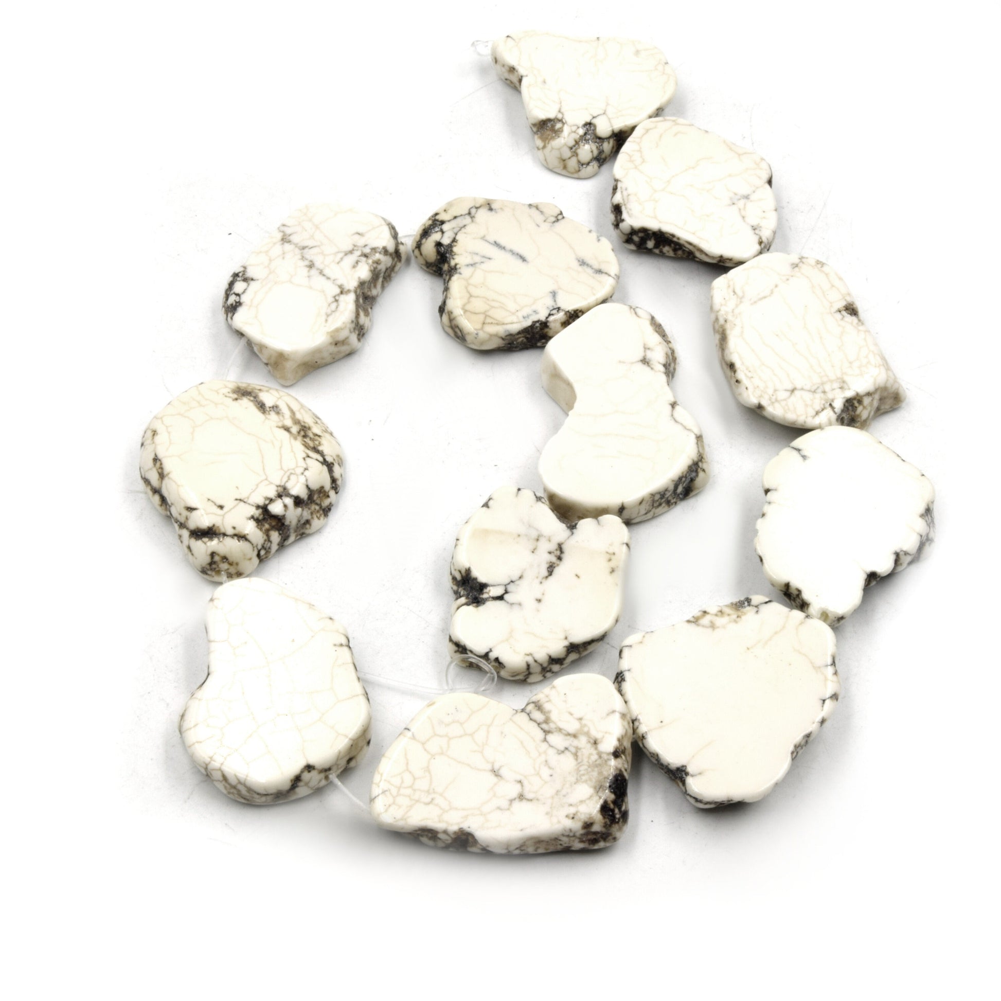 White Magnesite Slab Beads | White Magnesite Turquoise Freeform Slab Slice Beads | 35mm 40mm 45mm Available | 15" Strand