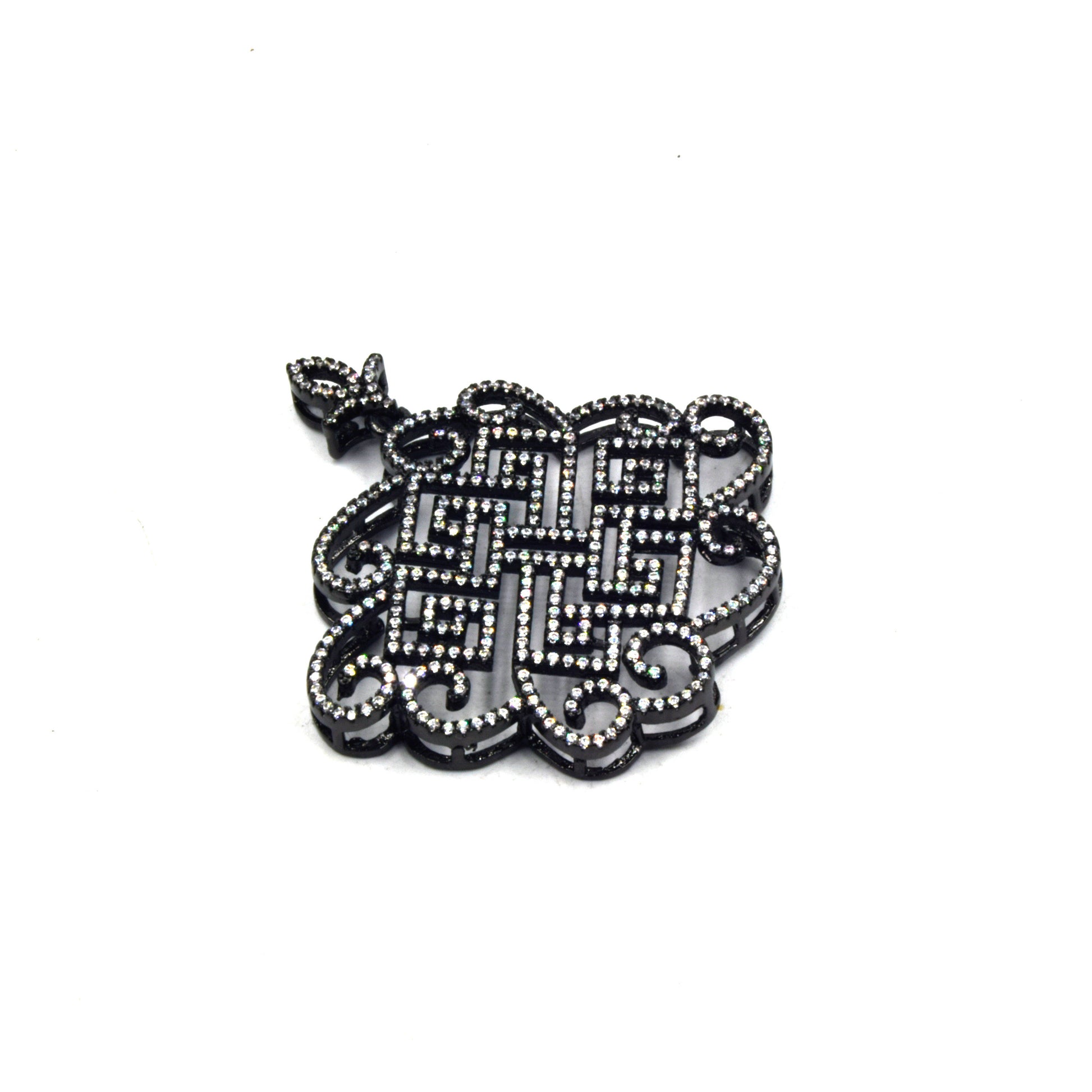 CZ Inlaid Knotted Swirl Shape Pendant and Slider | Necklace CZ Slider, Necklace CZ Pendant | Gold Silver Gunmetal Focal Piece for Jewelry