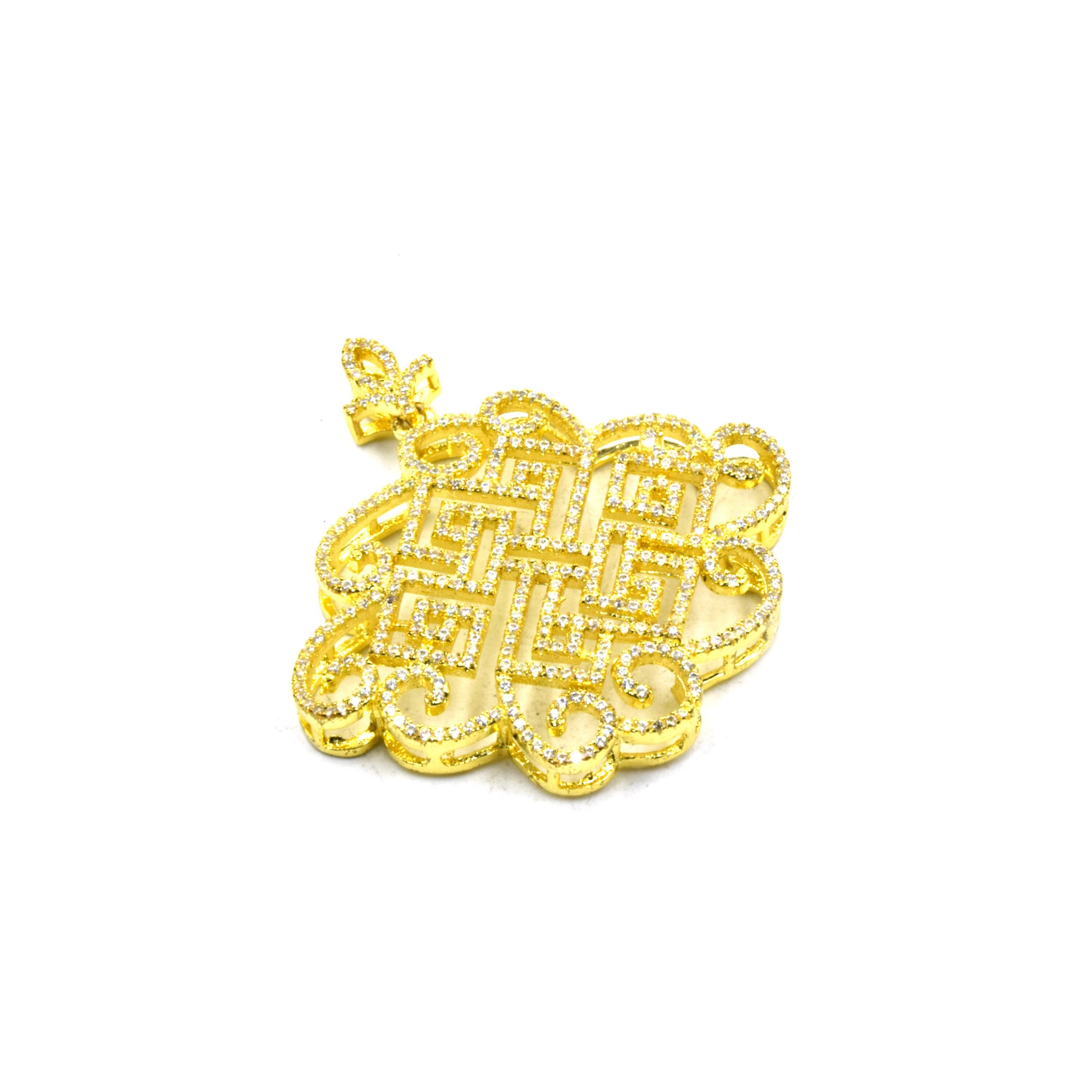 CZ Inlaid Knotted Swirl Shape Pendant and Slider | Necklace CZ Slider, Necklace CZ Pendant | Gold Silver Gunmetal Focal Piece for Jewelry