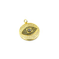 CZ Evil Eye Pendant | Disc Pendant | CZ Circle Pendant | Evil Eye Charm | 30mm Circle Pendant | Focal Pendant for Jewelry Making