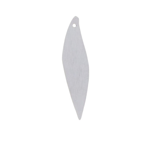 11mm x 49mm Silver Brushed Finish Blank Wavy Leaf Shaped Plated Copper Components - Sold in Pre-Counted Bulk Packs of 10 Pieces - (094-SV)