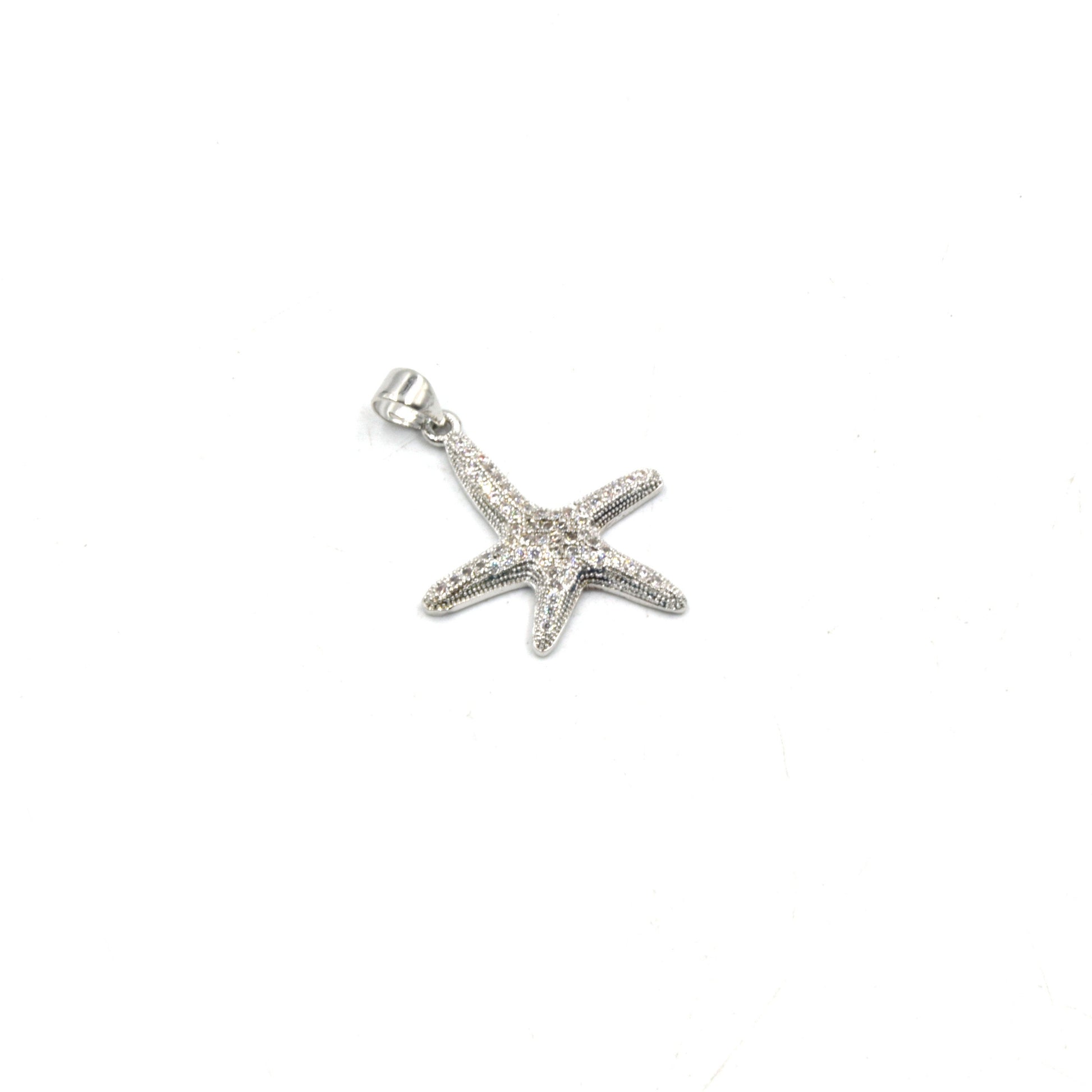 CZ Starfish Pendant | Cubic Zirconia Inlaid Starfish Charm | Summer Charm | Bracelet Charm | Necklace Pendant